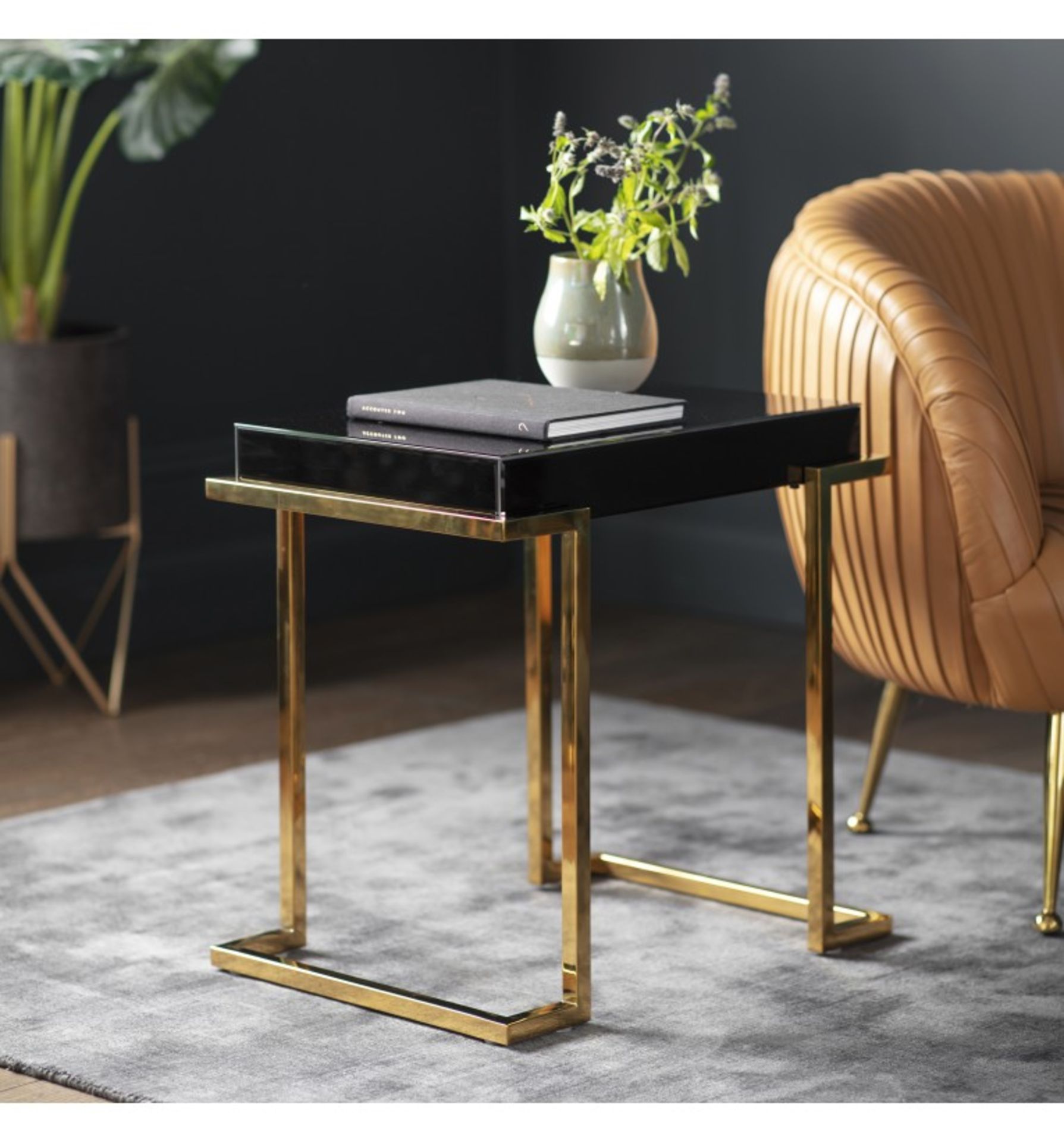 Black Mirrored Side Table