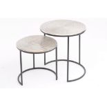 Ripples Round Metal Nesting Tables - Set of 2 The circular swirls adorning the surface of these