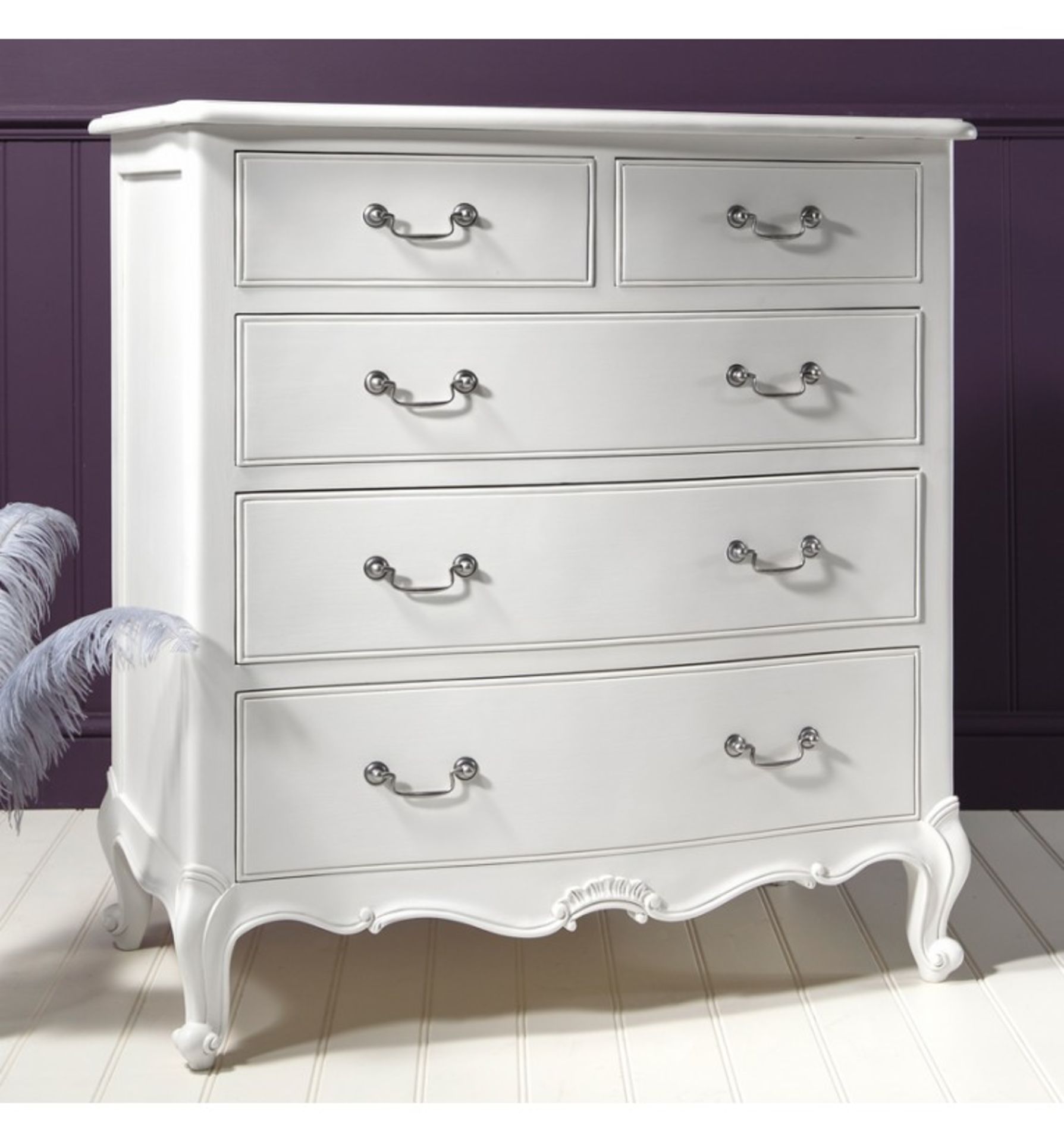 Chic 5 Drawer Chest Vanilla White