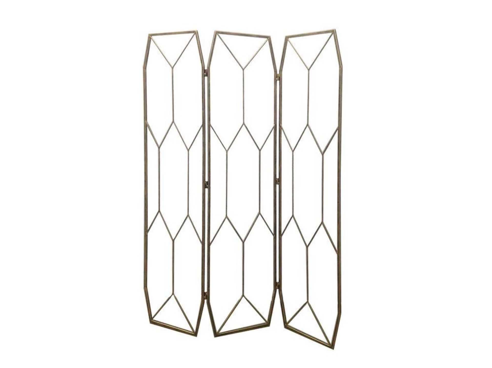 Rhonda Antique Gold Room Screen Capture some geometric art deco style with this 3-panel antique gold