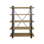 Kempsey Wood and Iron 5 Tier Shelving Unit Industrial chic is given a modern twist with this