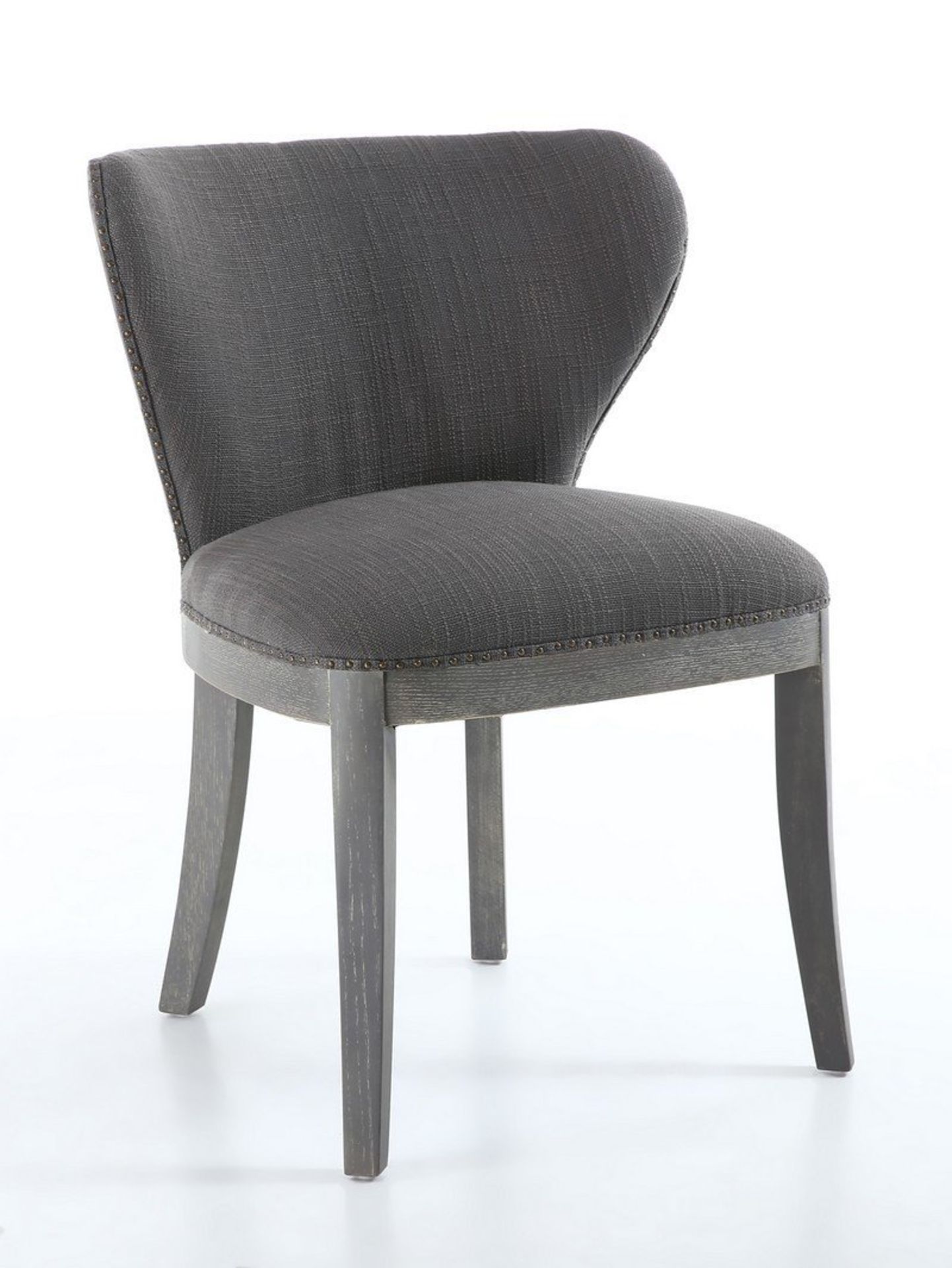Regal Antique Grey Linen Fabric Wing back Dining chair - Image 5 of 5