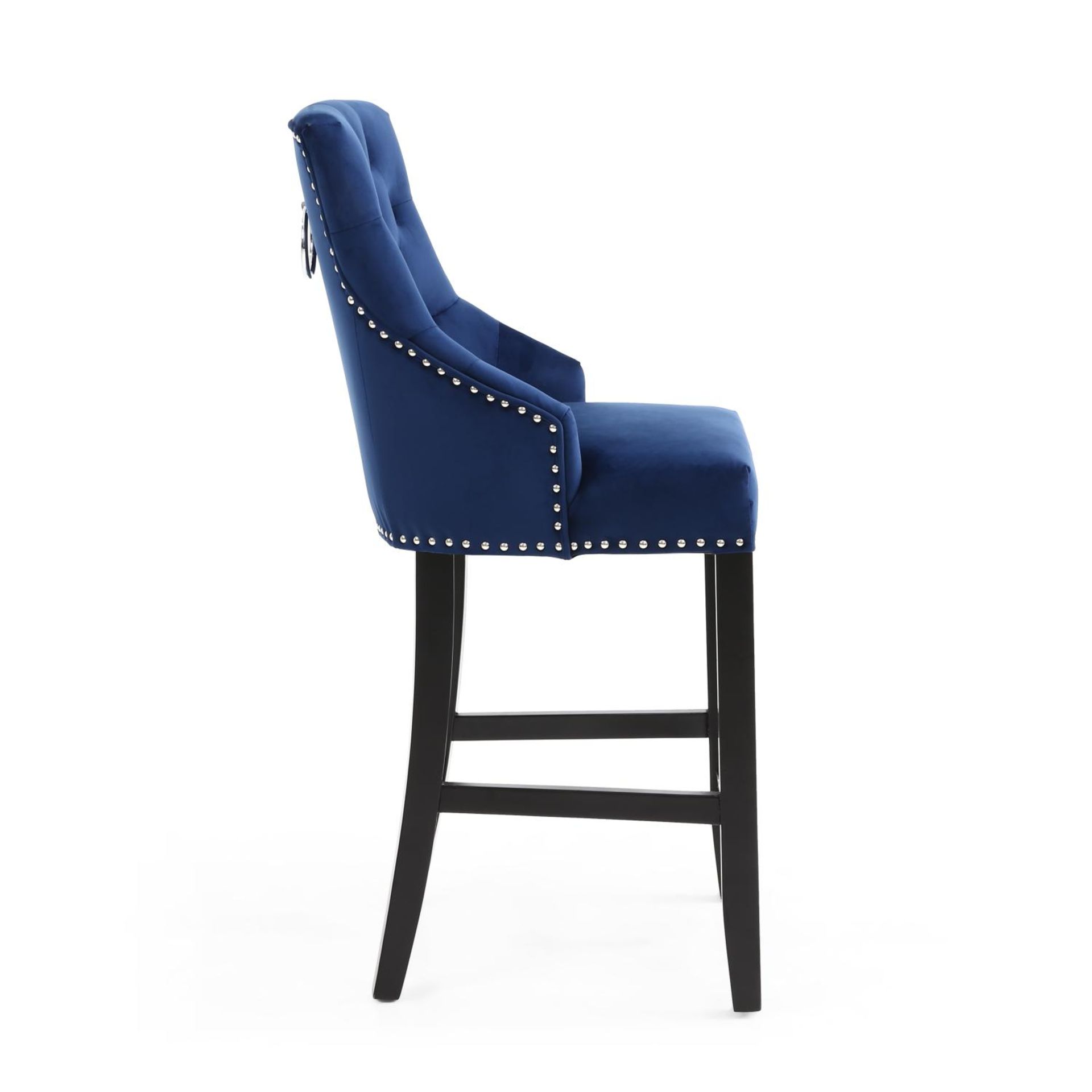 Monaco Blue Brushed Velvet Ring Back Bar Stool - Image 2 of 3