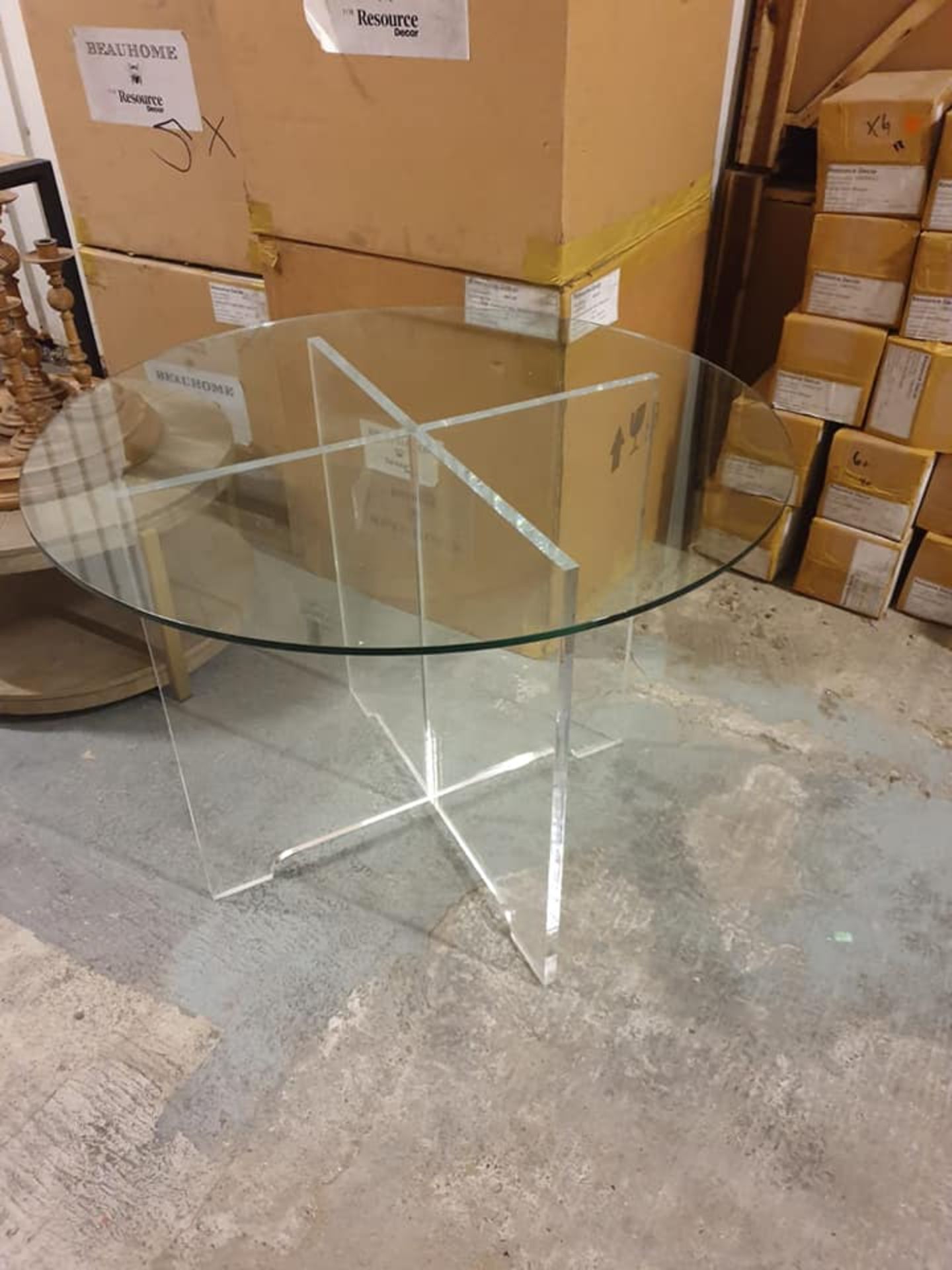 Acrylic and Glass Round Table - Image 2 of 2