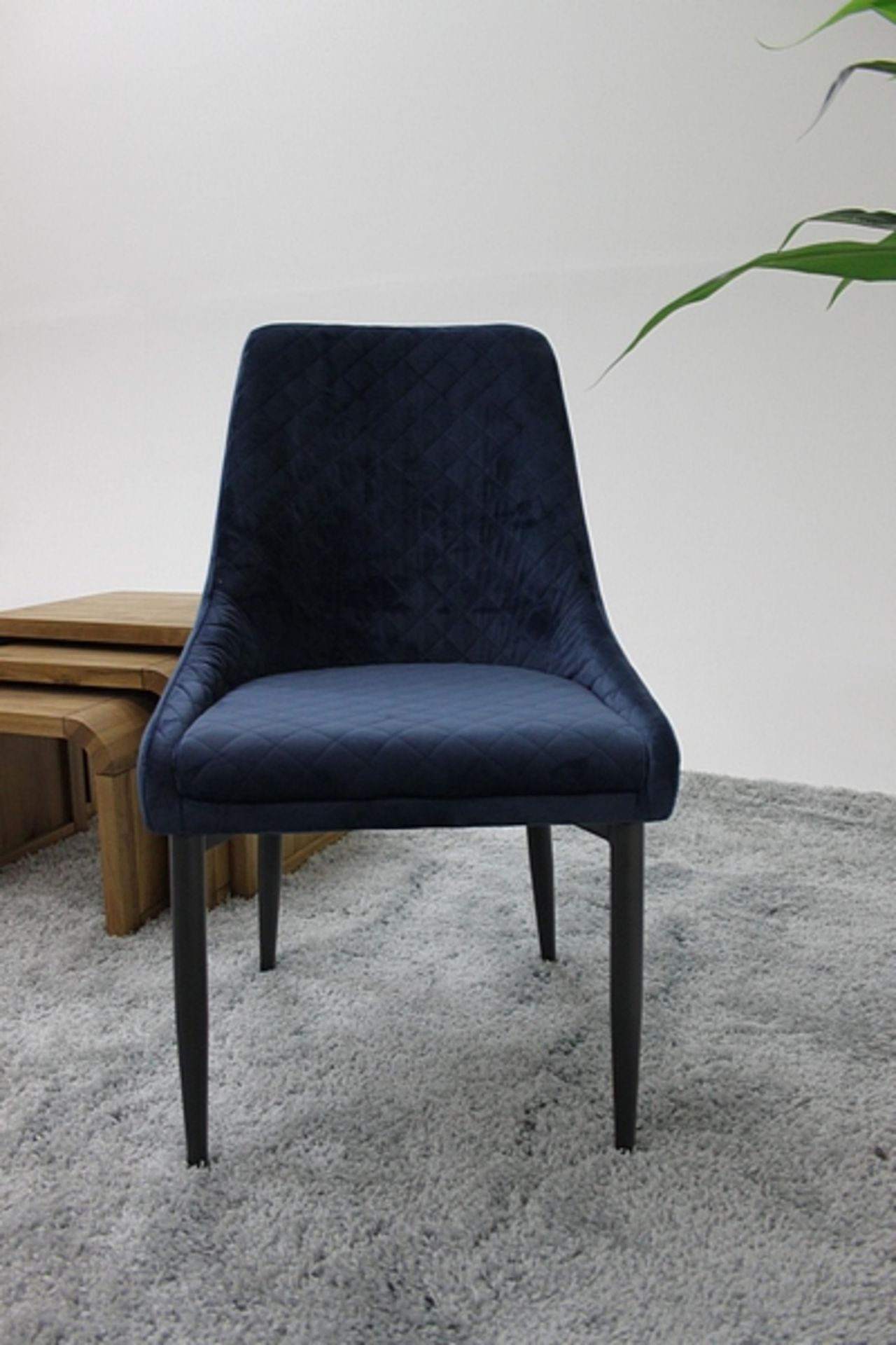 Aston Velvet Dining Chair Blue - Image 2 of 4