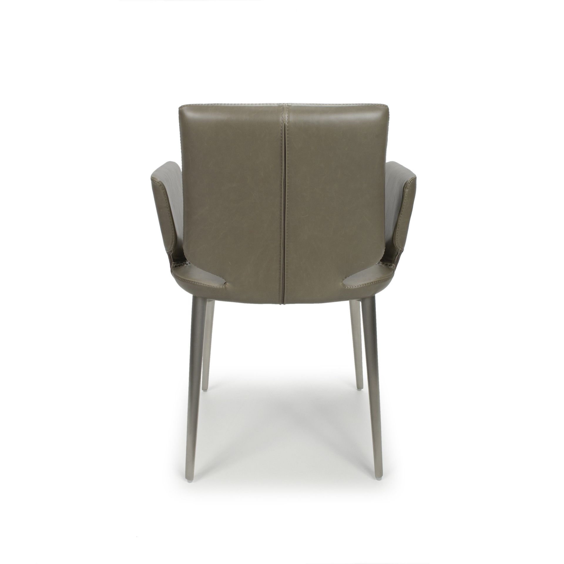 Harvard Grey Faux Leather and Steel Modern Carver Dining Chair - Image 2 of 4