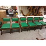 A Set Of 6 X Carved Oak Side Chairs With Green Leather Pad And Back RestÃ‚Â Intricately Carved Side