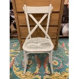 A Pair of Provence French Grey Wooden Cross Back Dining Chairs
