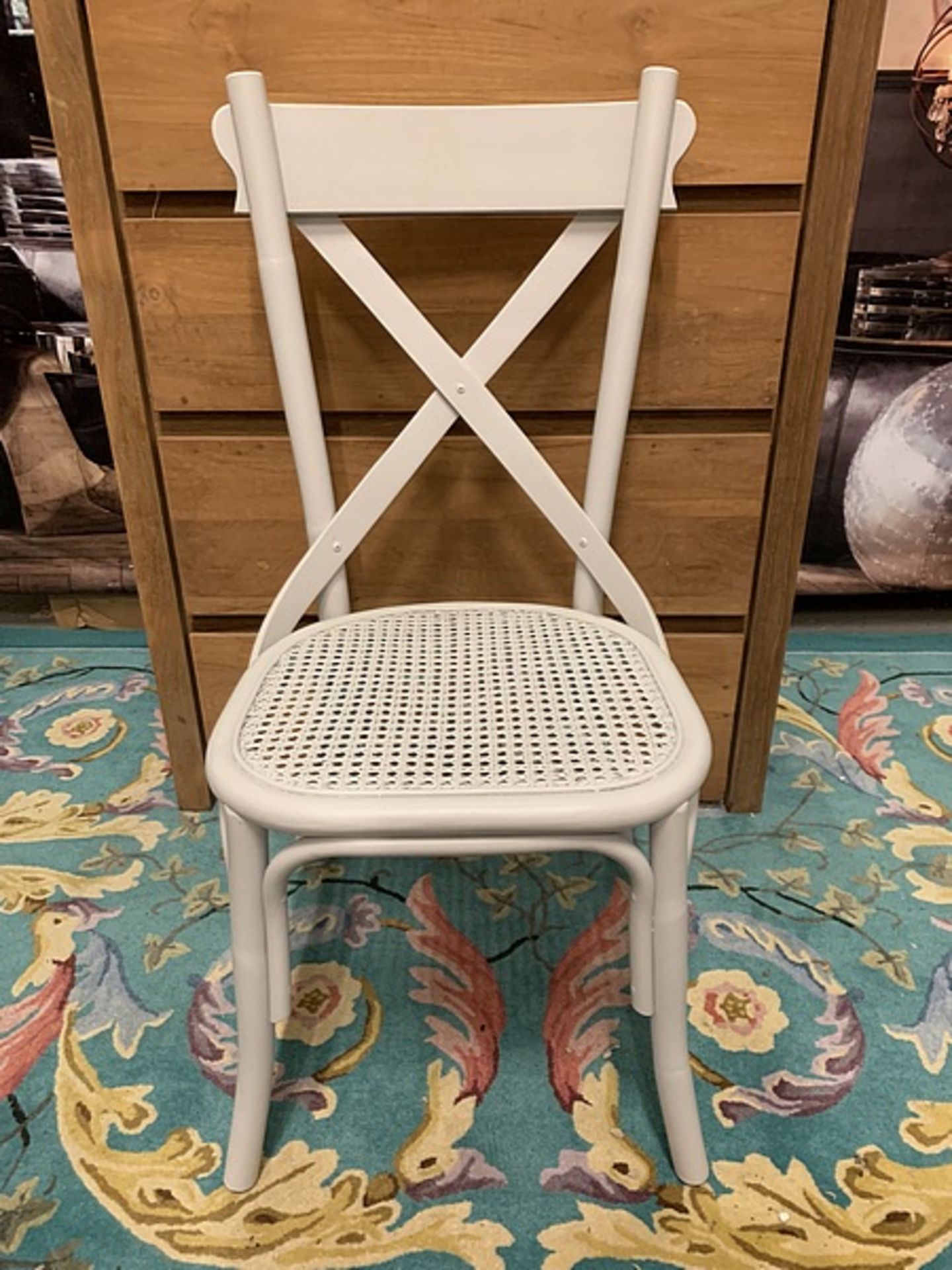 A Pair of Provence French Grey Wooden Cross Back Dining Chairs