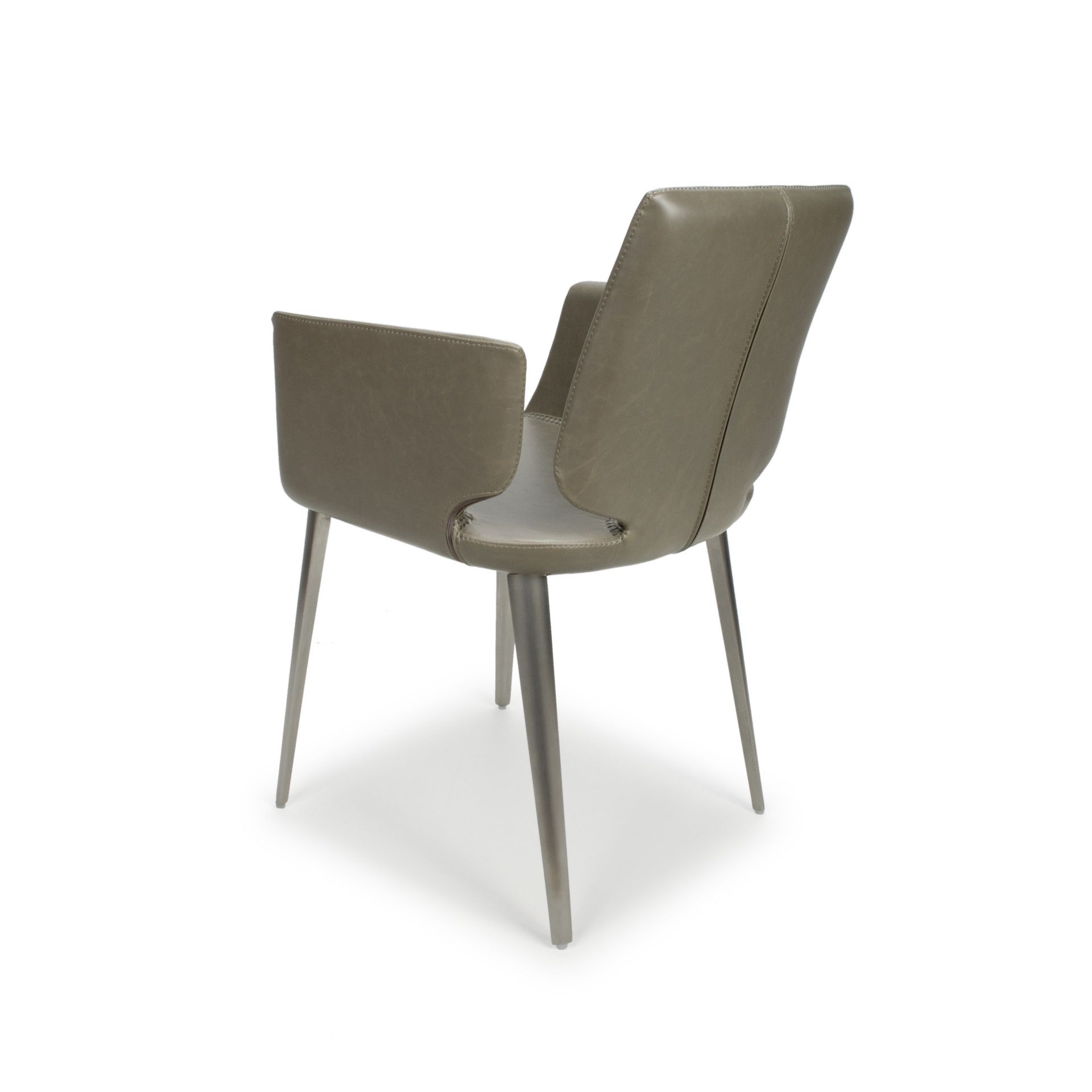 Harvard Grey Faux Leather and Steel Modern Carver Dining Chair - Image 3 of 4