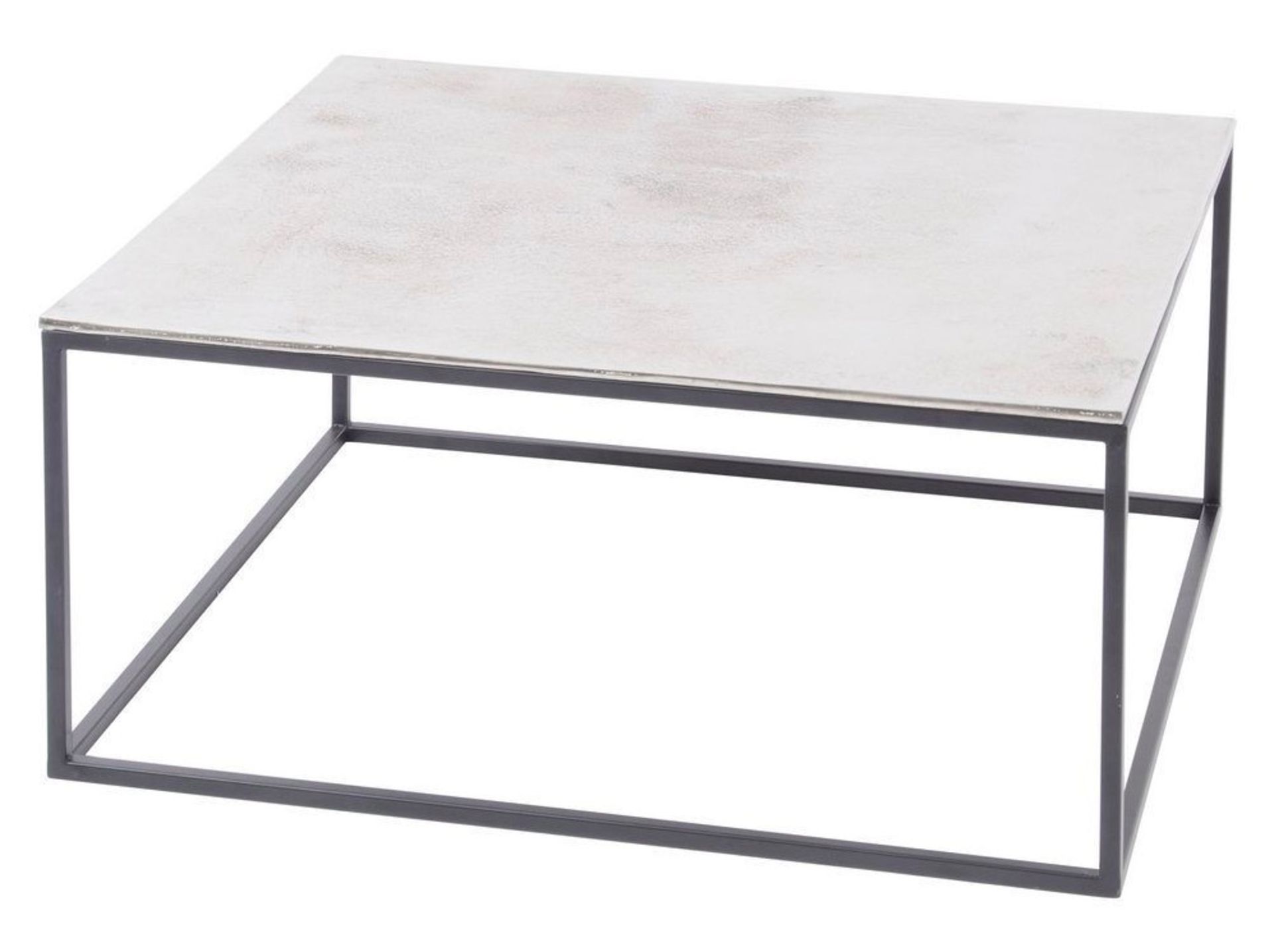 Argenta Silver Metal Coffee Table This silver-topped coffee table is a perfect blend of contemporary