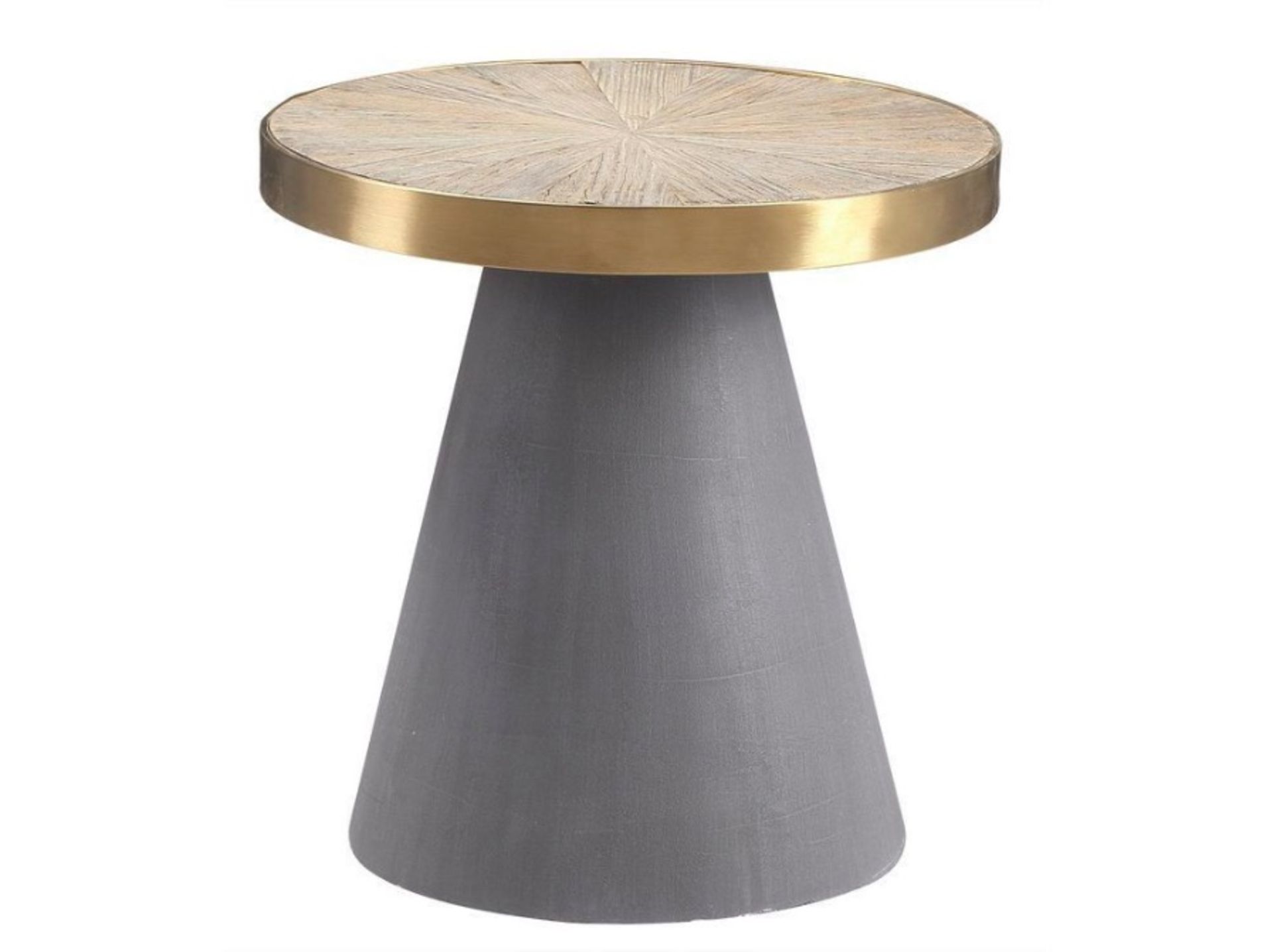 Belmore Concrete and Wood Side Table Made from a luxurious fusion of brass and black, coupled with