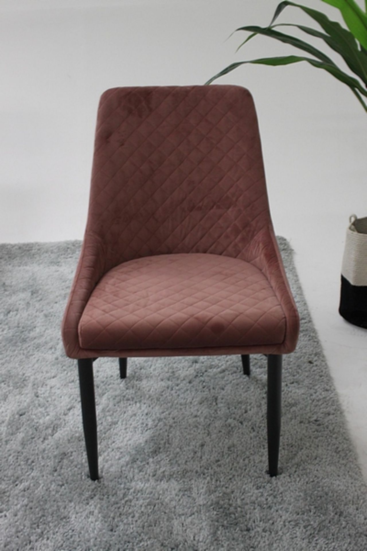 Aston Velvet Dining Chair Pink - Image 4 of 4