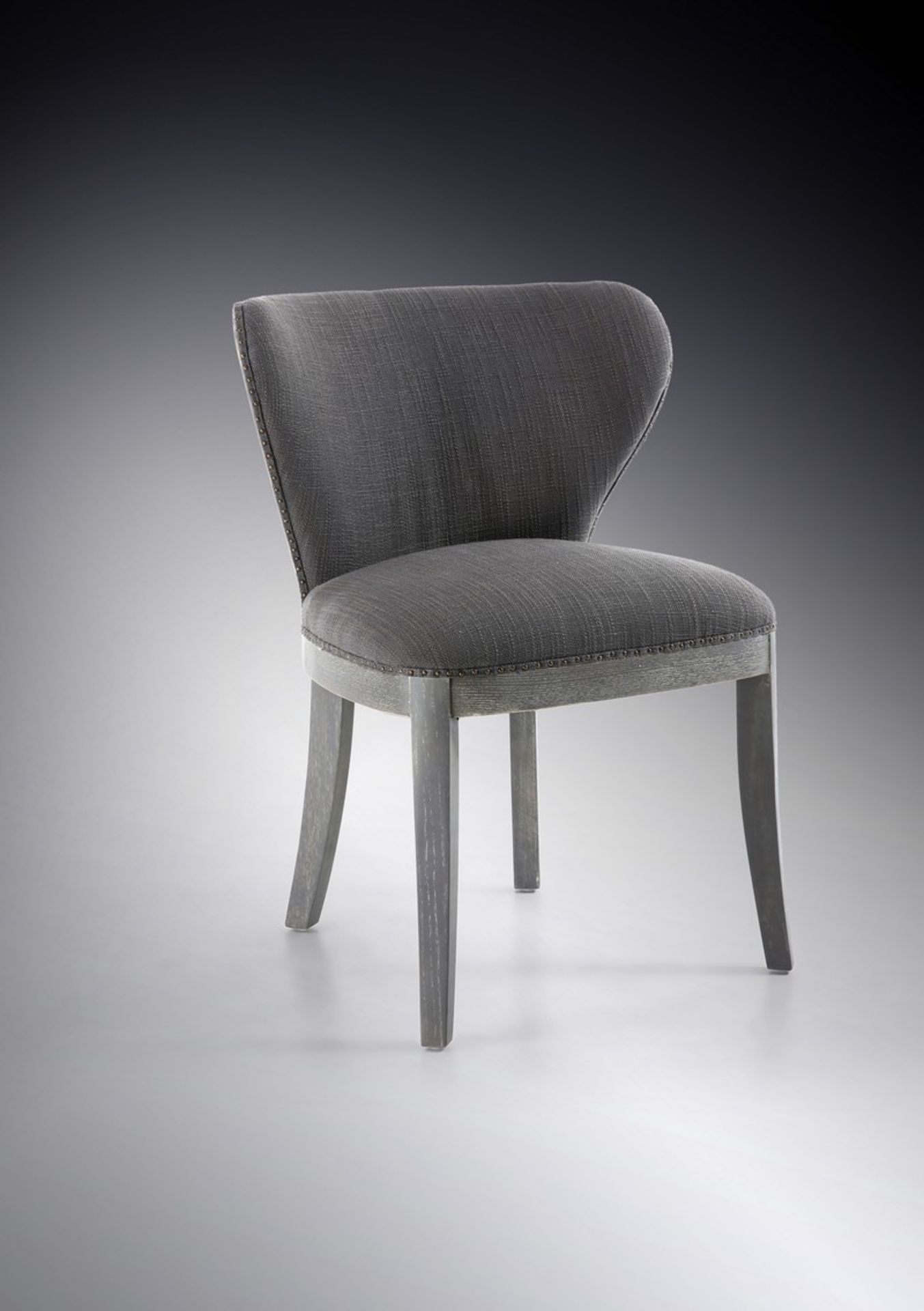 Regal Antique Grey Linen Fabric Wing back Dining chair