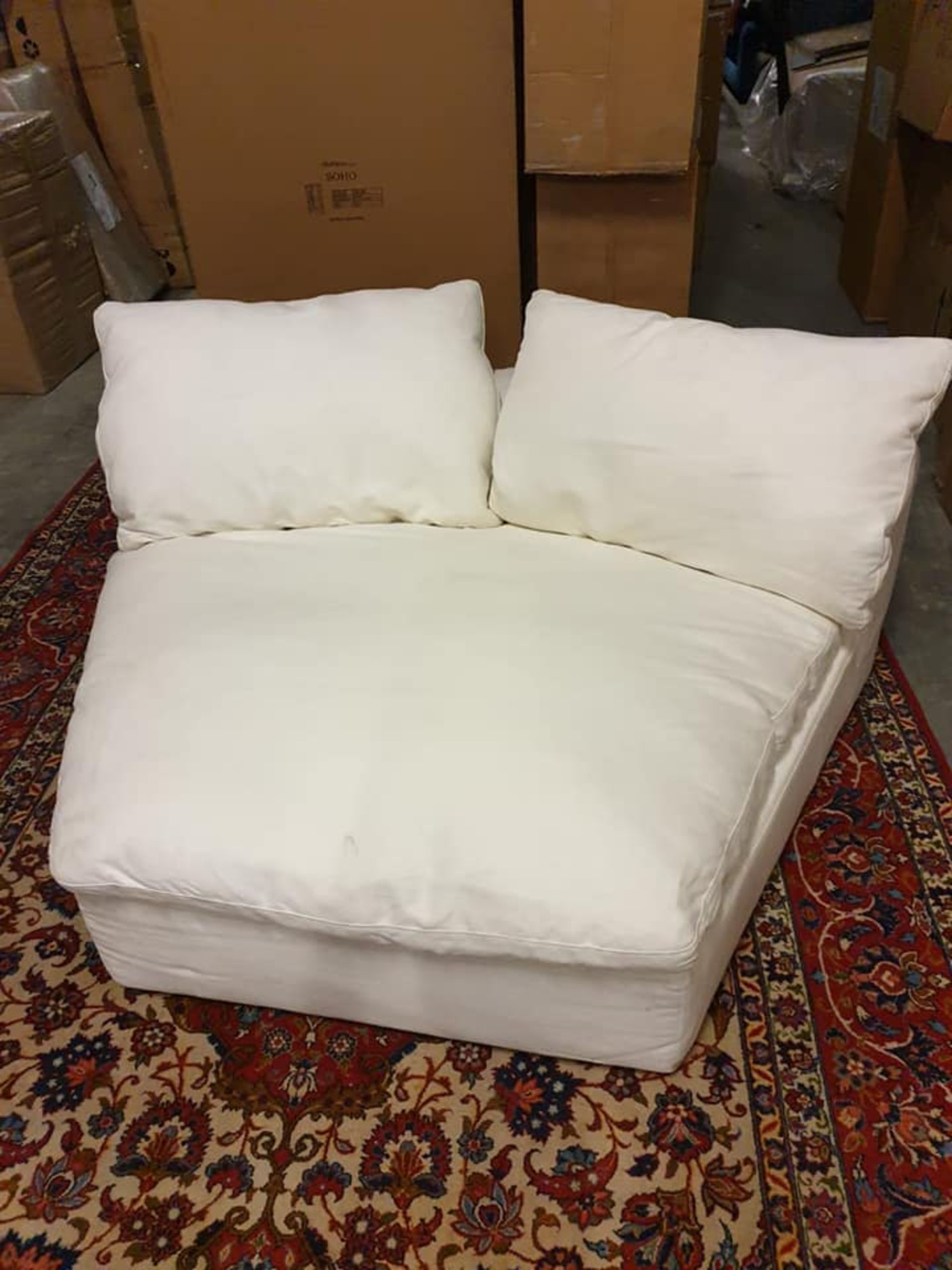 Luscious White Two Seater Cuddle Chair White Linen 115 x 70 x 140cm - Image 2 of 2