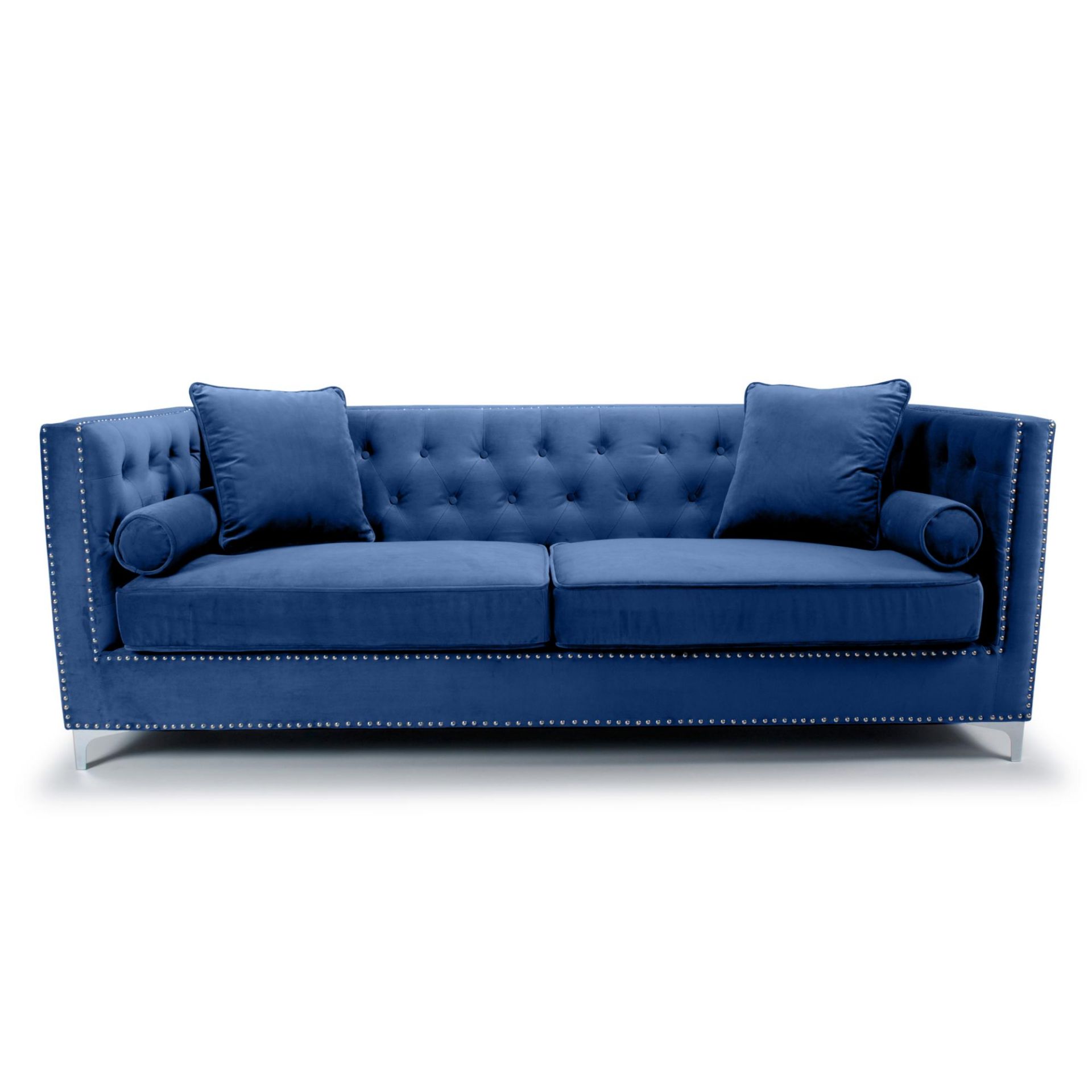Sandringham Blue Velvet 4 Seater Sofa - Image 2 of 2