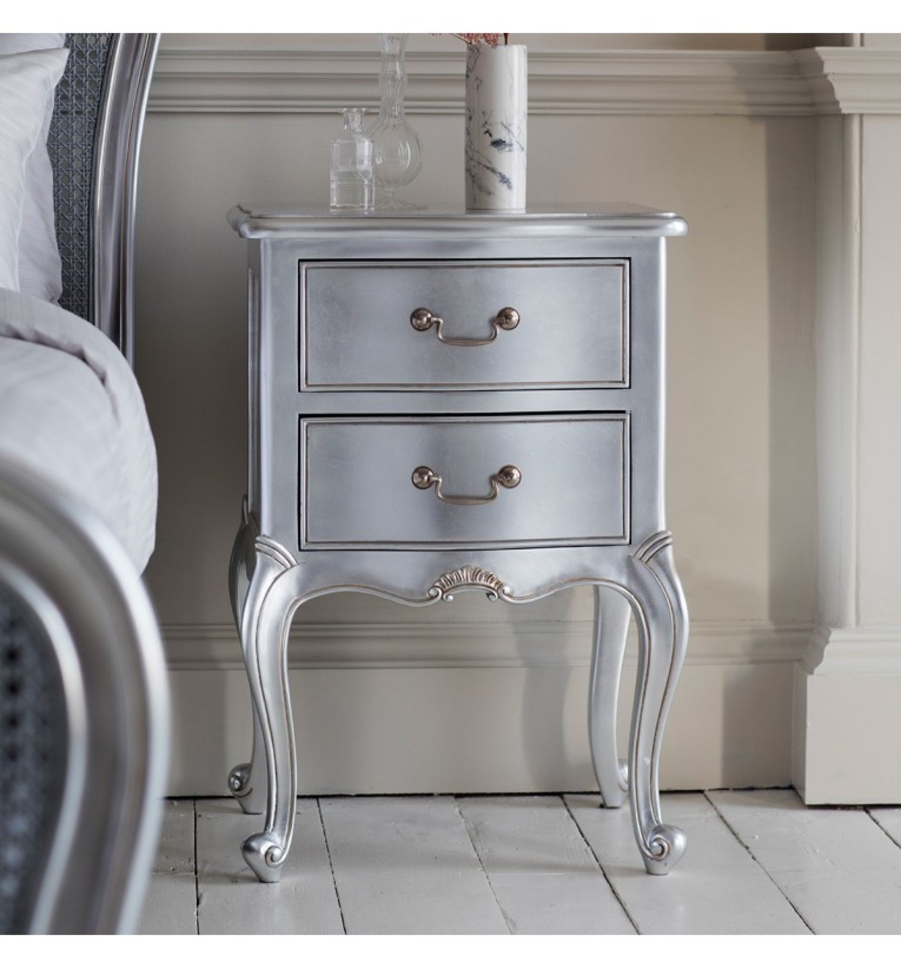 Chic Bedside Table Silver