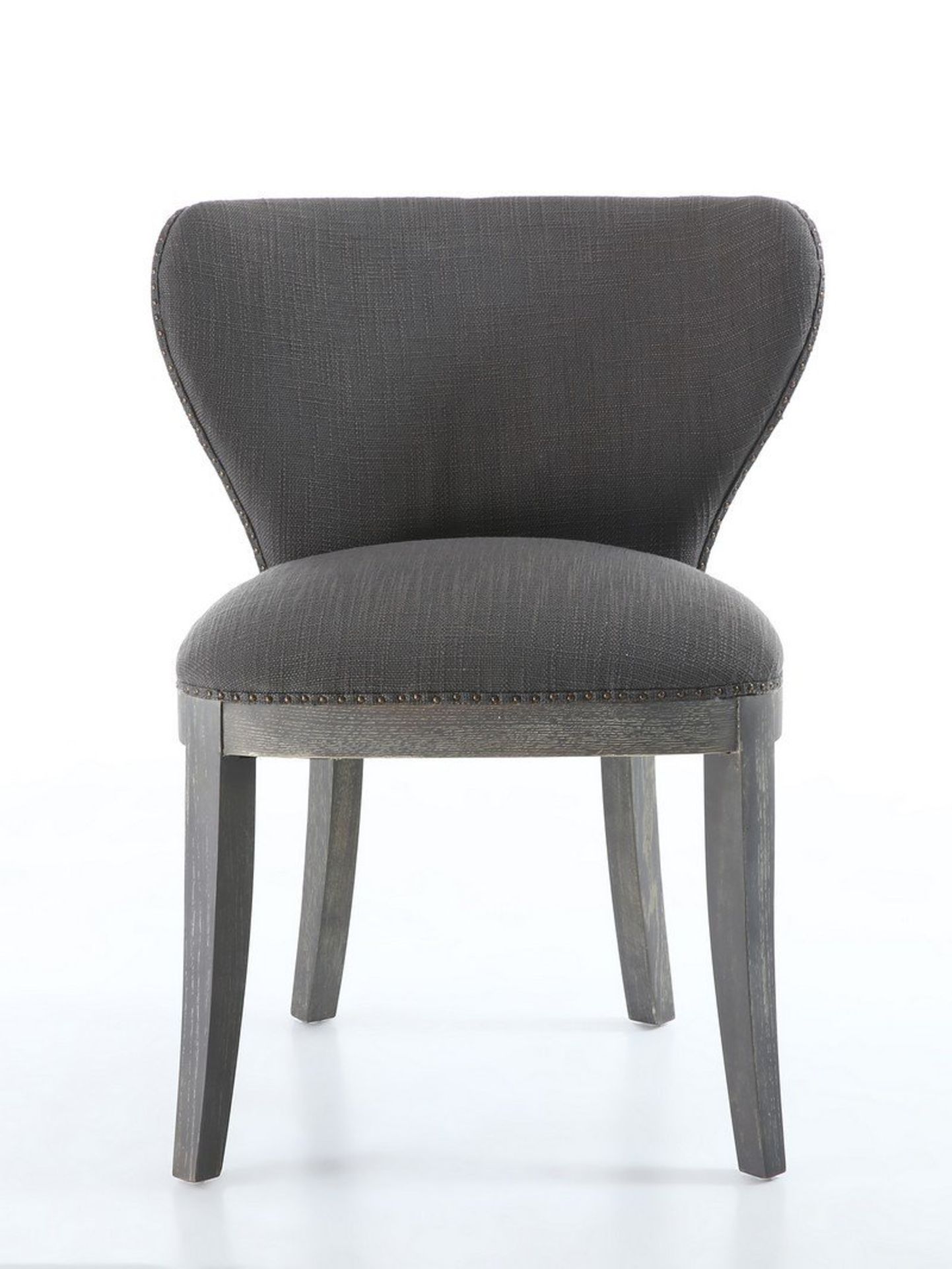 Regal Antique Grey Linen Fabric Wing back Dining chair - Image 2 of 5
