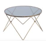 Conti Gold and Smoked Glass Coffee Table The sharp angles and dainty detailing of this antique