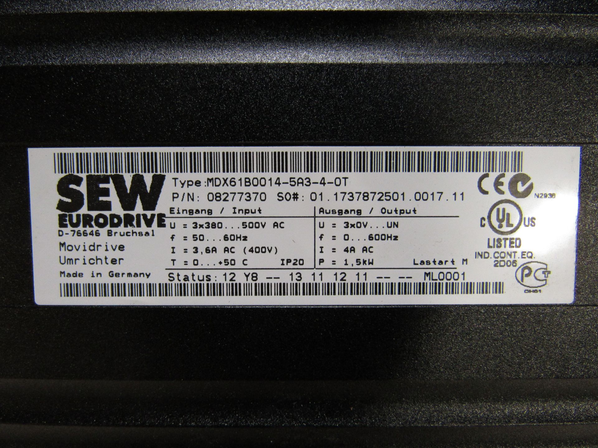 SEW EURODRIVE MDX61B0014-5A3-4-OT - Image 2 of 2