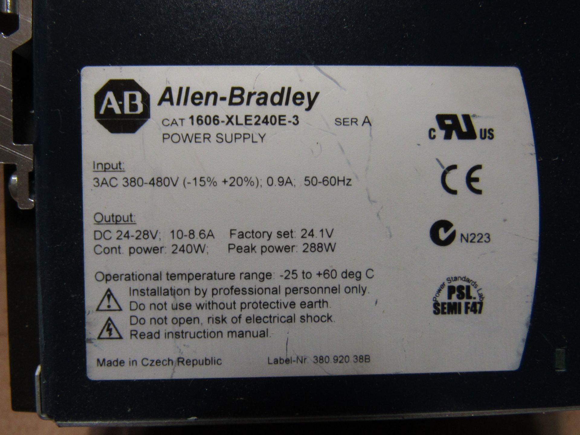 LOT OF 2 ALLEN BRADLEY 1606-XLE240E-3 POWER SUPPLIES - Image 3 of 3