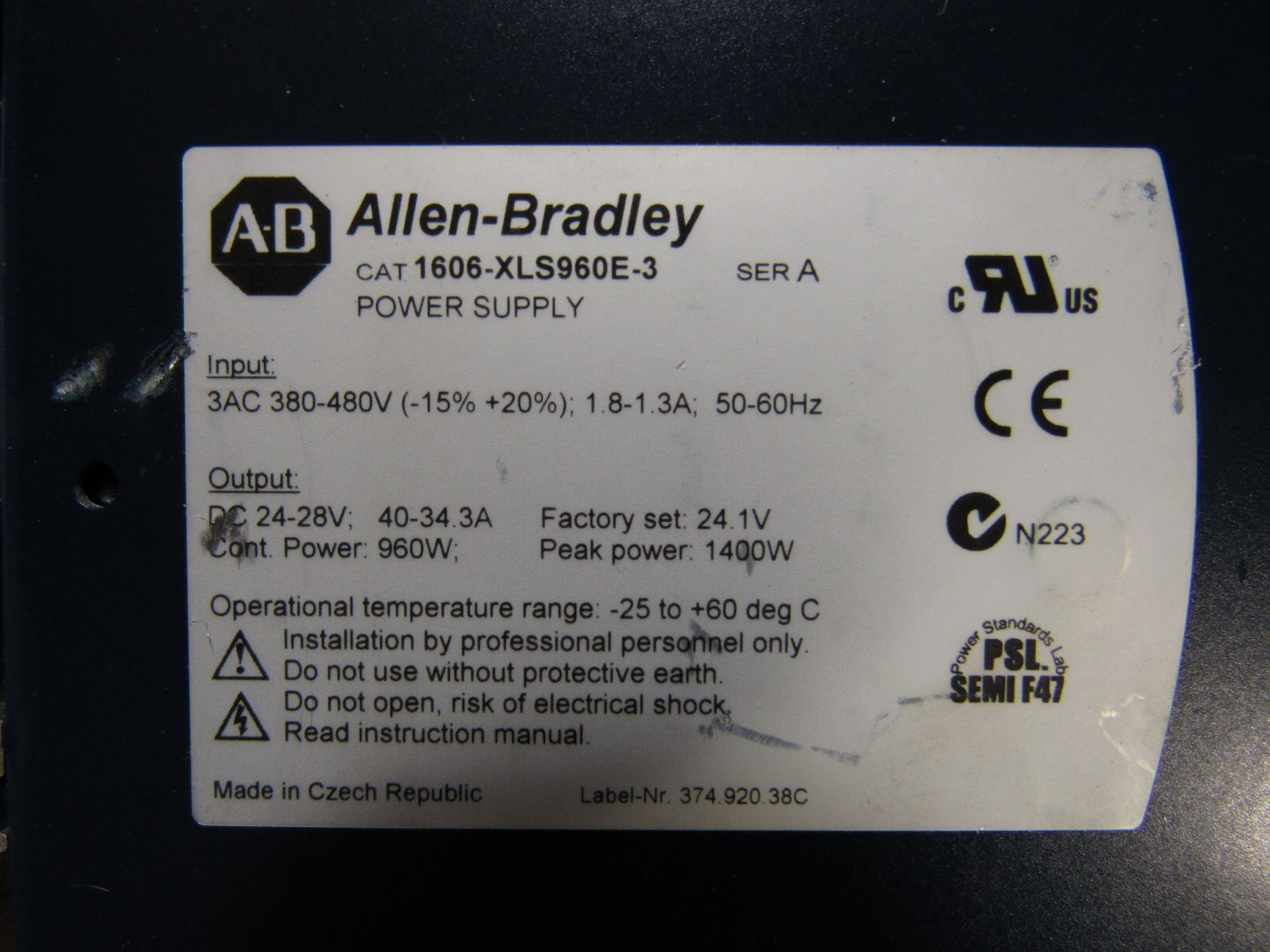 LOT OF 2 ALLEN BRADLEY 1606-XLS960E-3 POWER SUPPLIES - Image 3 of 3