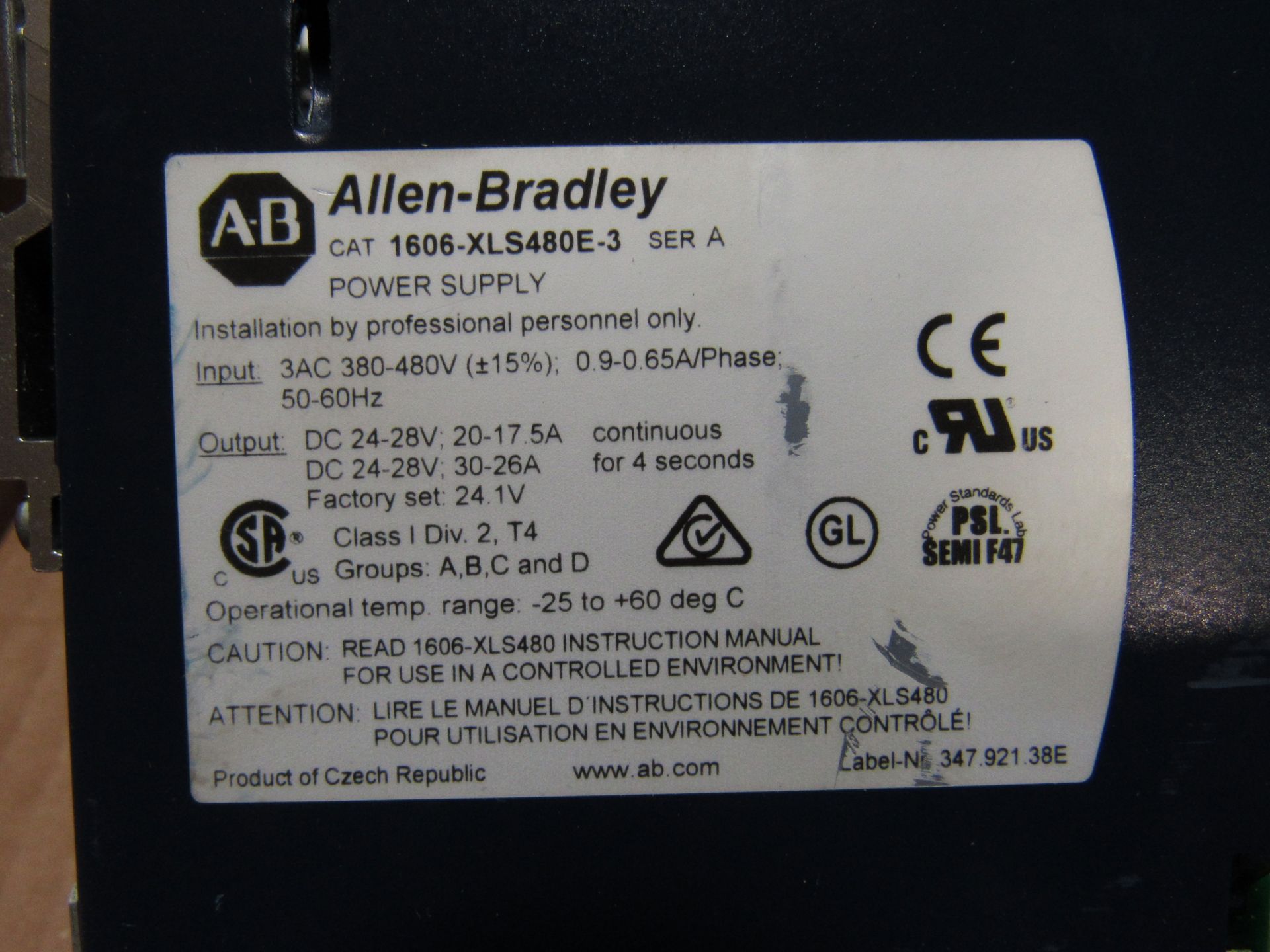 LOT OF 2 ALLEN BRADLEY 1606-XLS480E-3 POWER SUPPLIES - Image 3 of 3