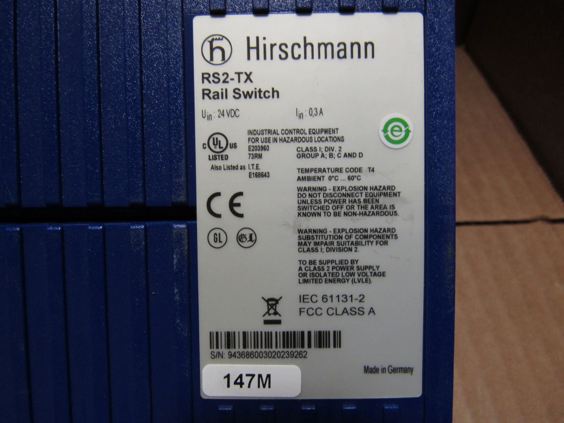 LOT OF 3 HIRSCHMANN RS2-TX RAIL SWITCHES - Image 3 of 3