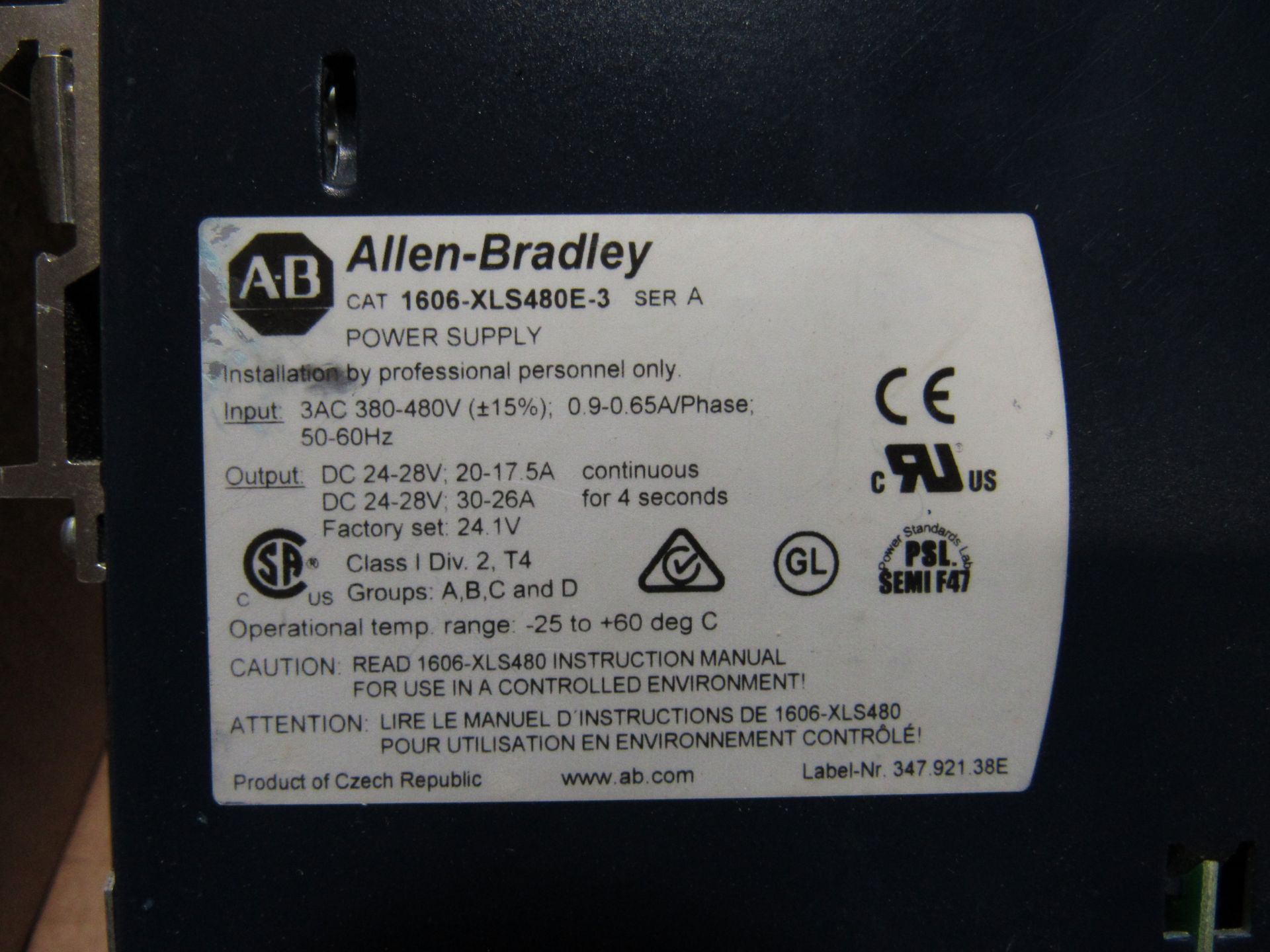 LOT OF 2 ALLEN BRADLEY 1606-XLS480E-3 POWER SUPPLIES - Image 3 of 3