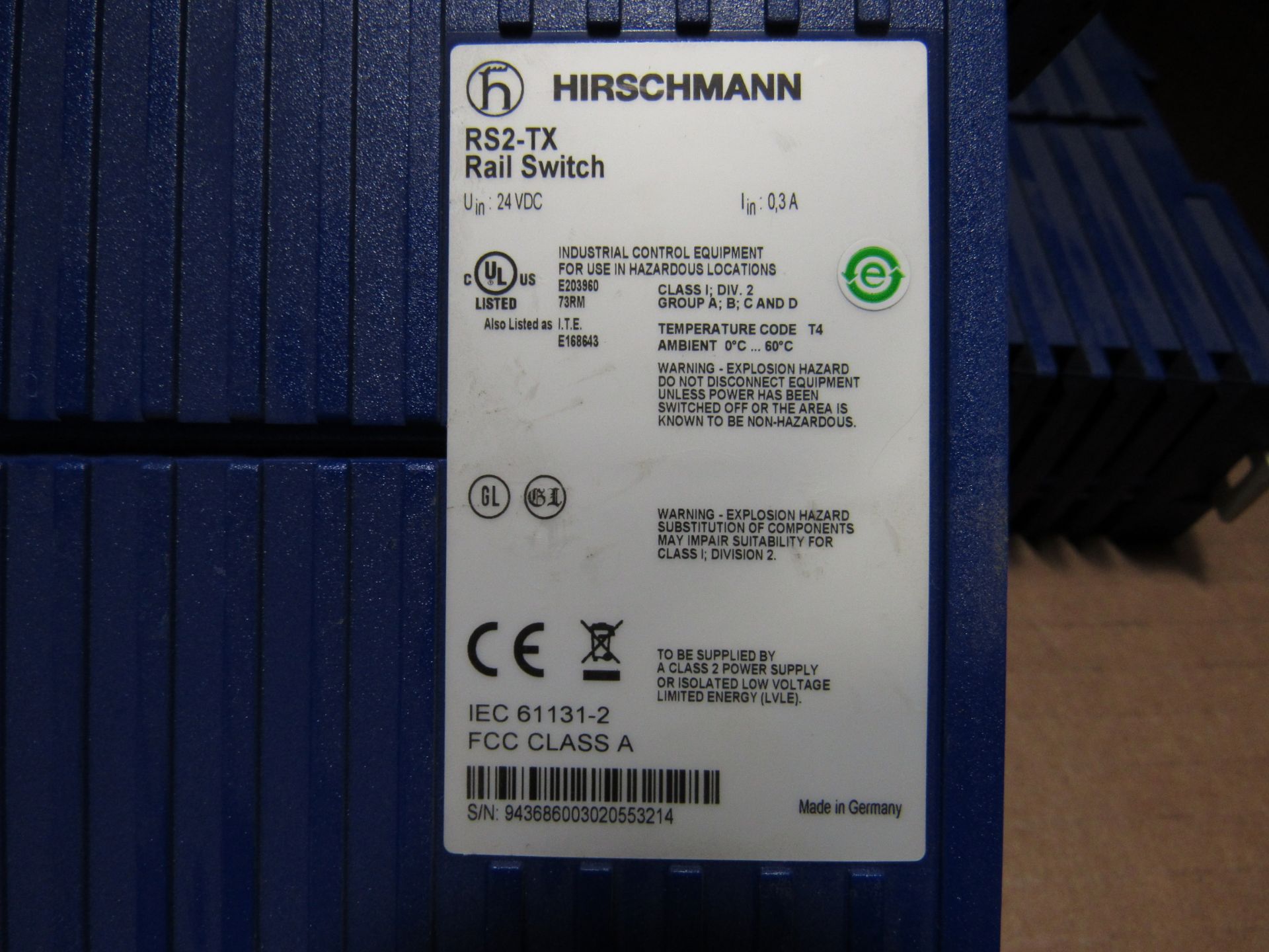 LOT OF 3 HIRSCHMANN RS2-TX RAIL SWITCHES - Image 3 of 3