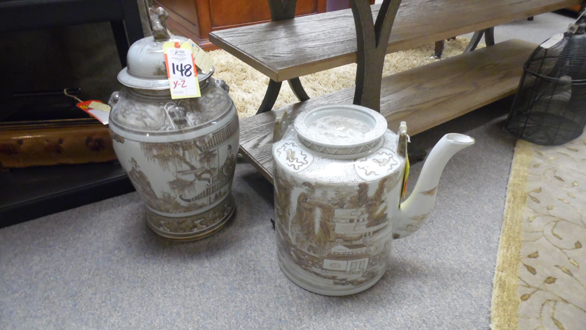 ASIAN COVERED JAR & PITCHER