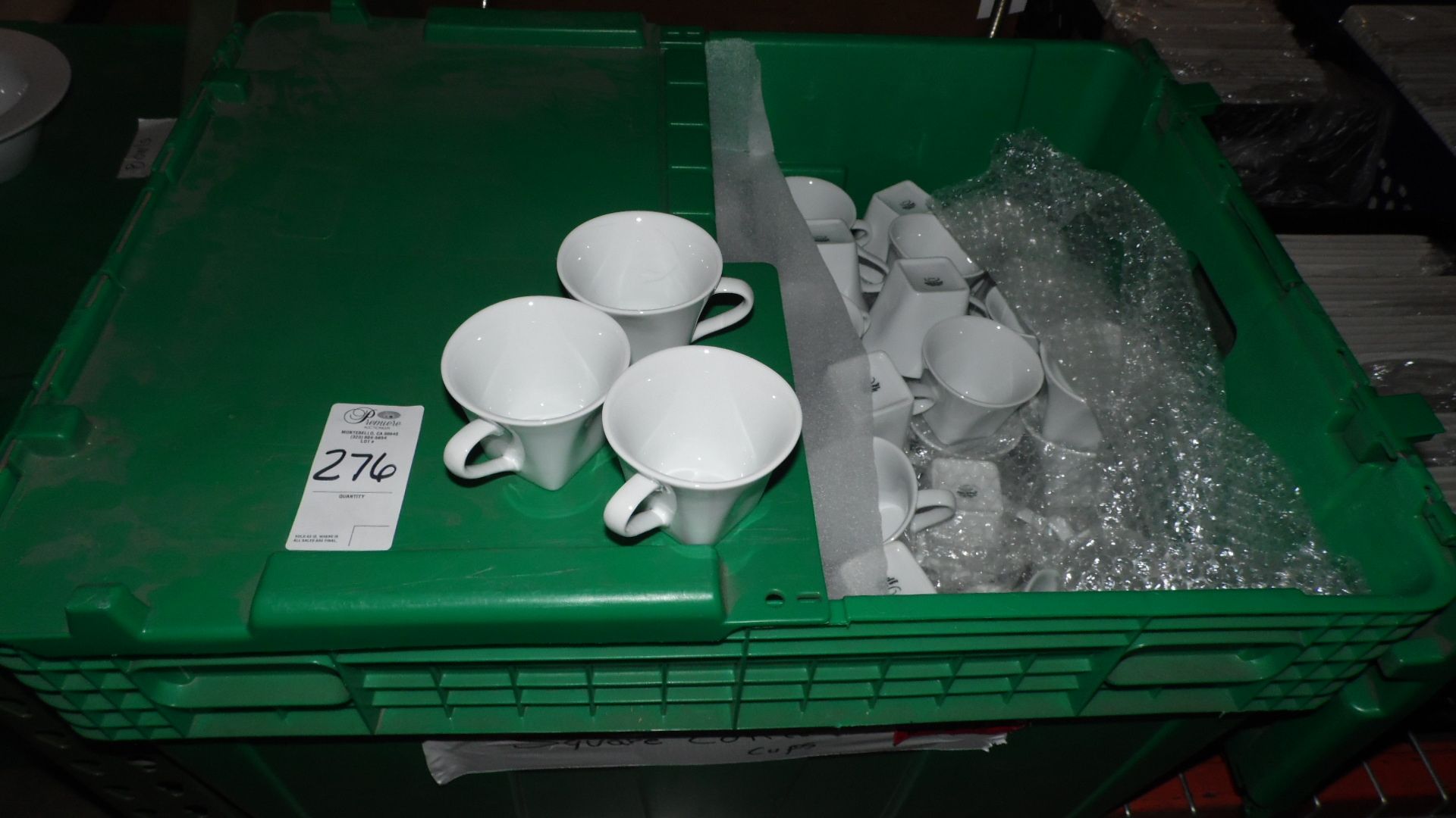 LARGE CONTAINER OF COFFE CUPS & BOWLS