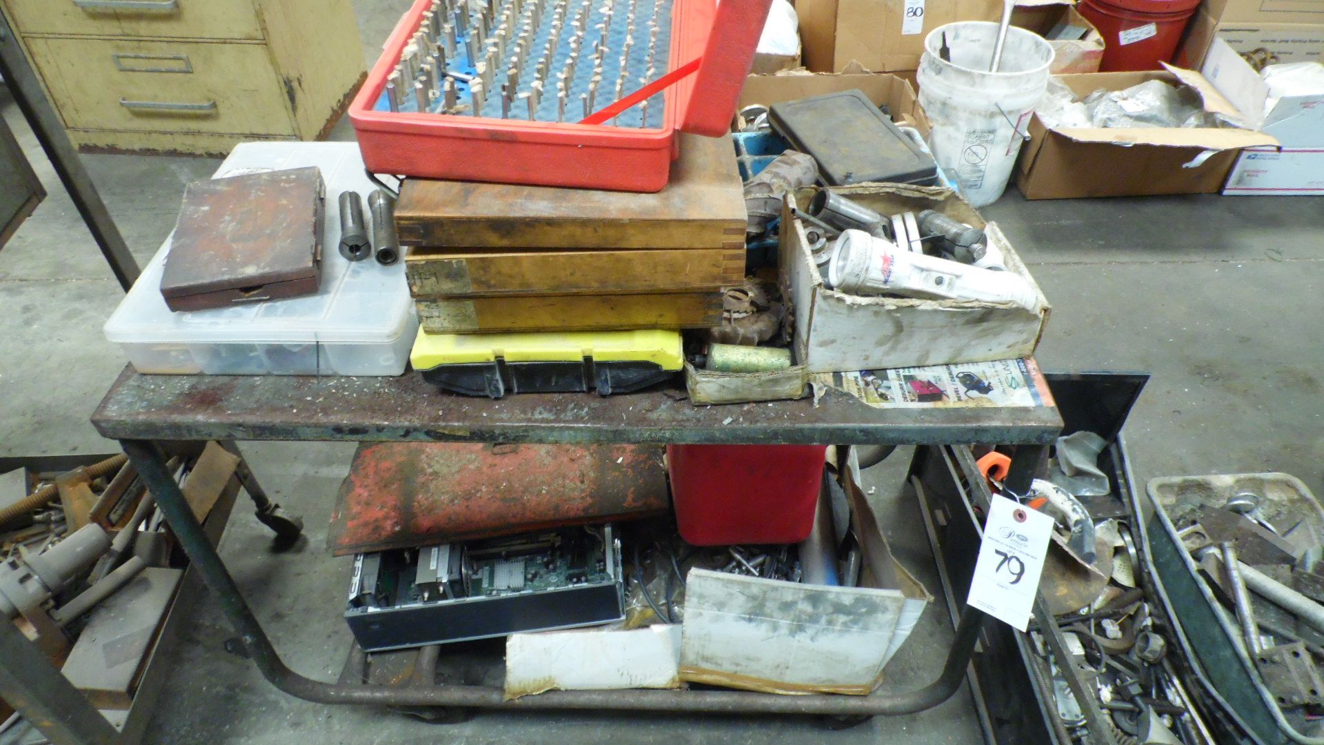 ROLLING CART w/ PIN SETS, COLLETS, MISC.