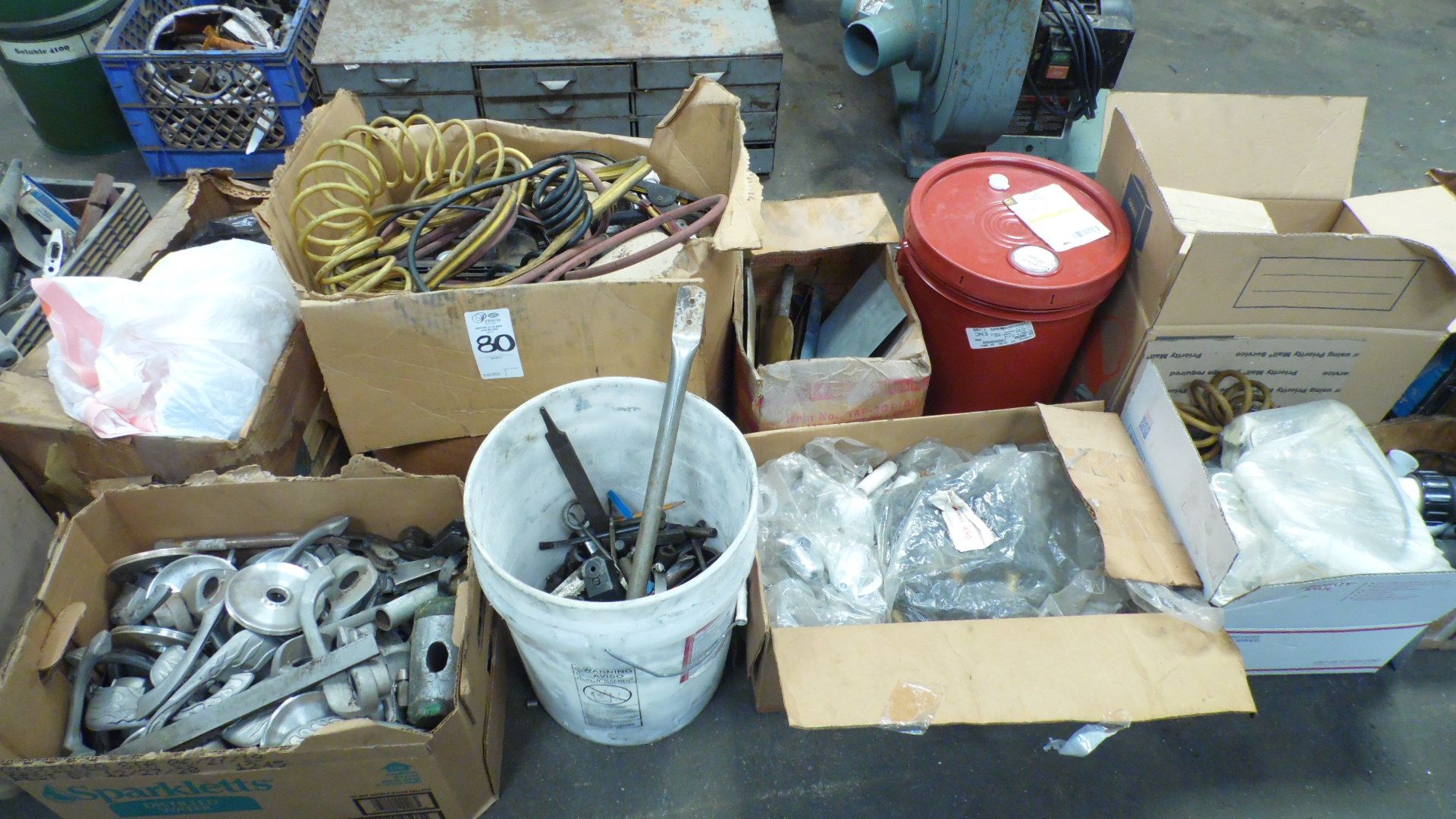 ASSORTED ALUMINUM, HOSES, BRASS, TOOLING