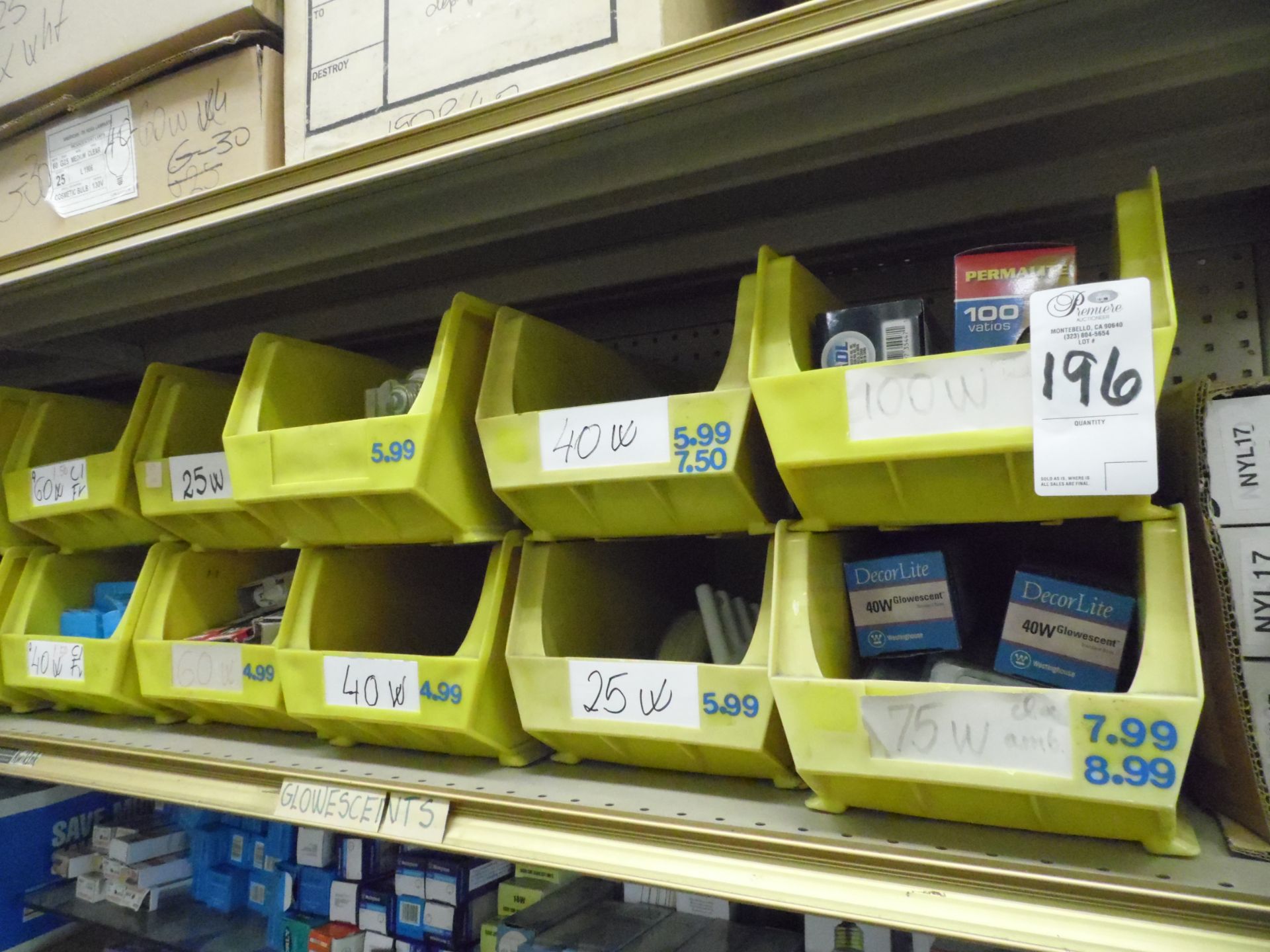 ASSORTED LIGHT BULBS ON SHELF