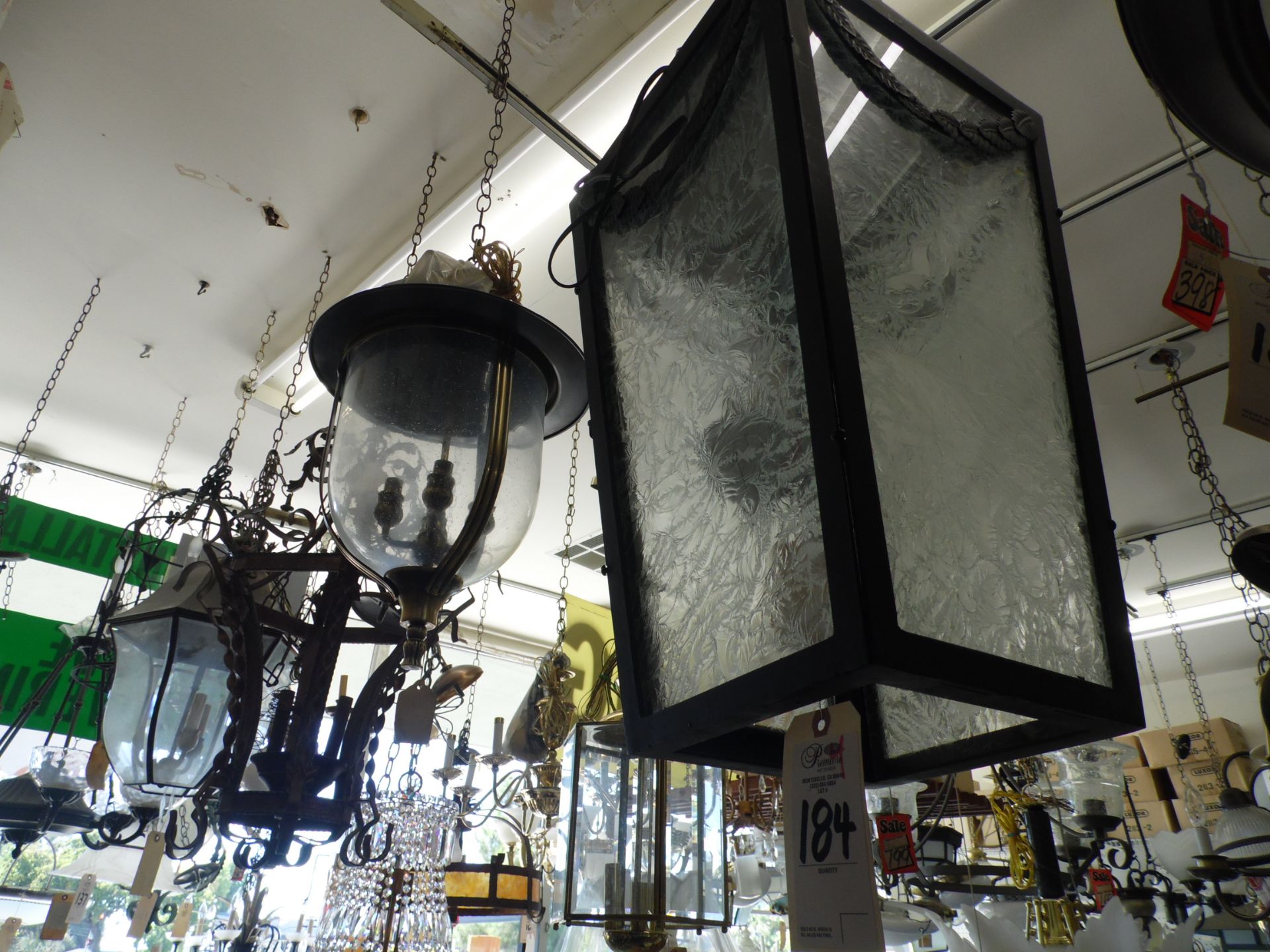 ASSORTED HANGING LAMPS ON CEILING