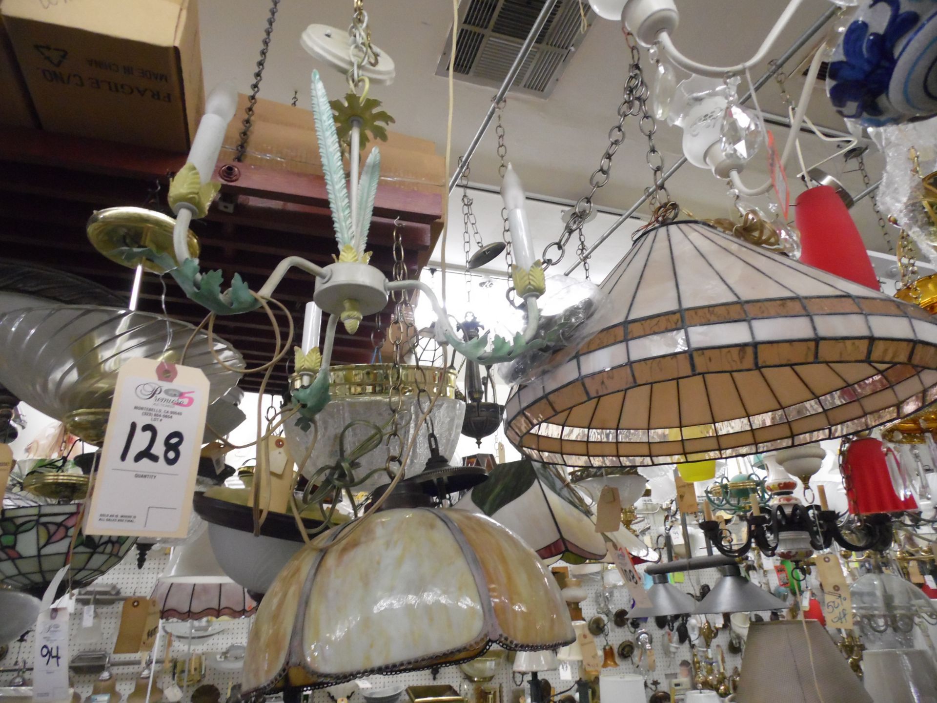 ASSORTED HANGING LIGHTS ON CEILING