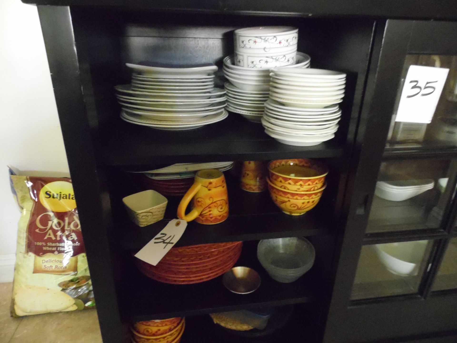 ASSORTED PLATES / APPLIANCES (IN CABINET)