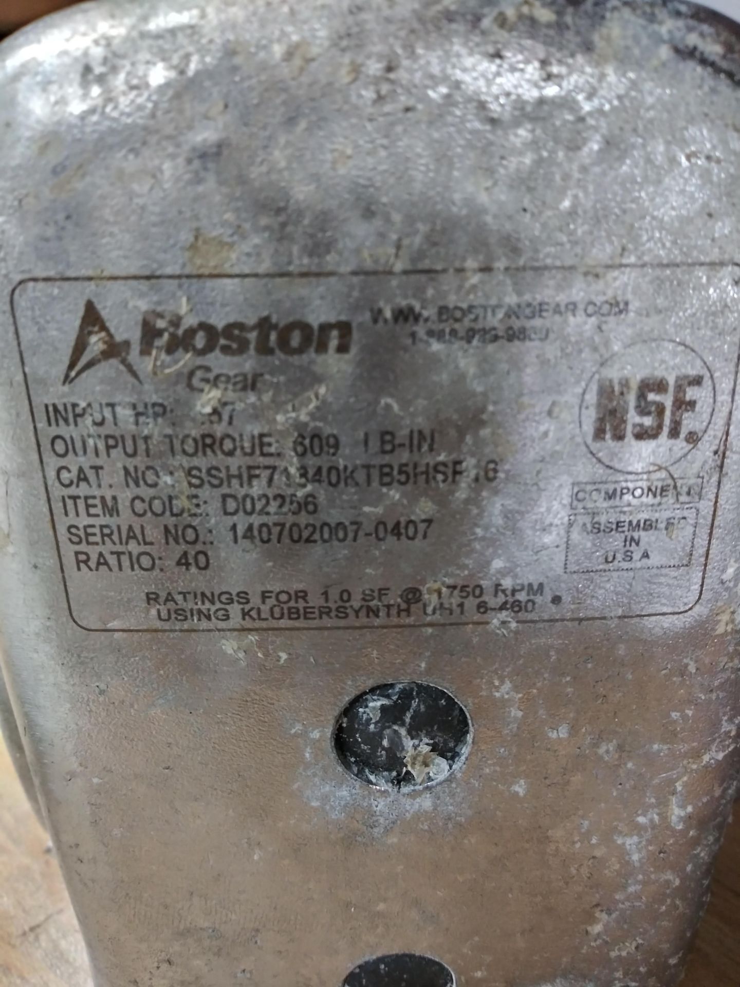 1/2 HP Leeson Washguard SST Stainless Steel Motor w/ Boston gearbox - Image 2 of 2