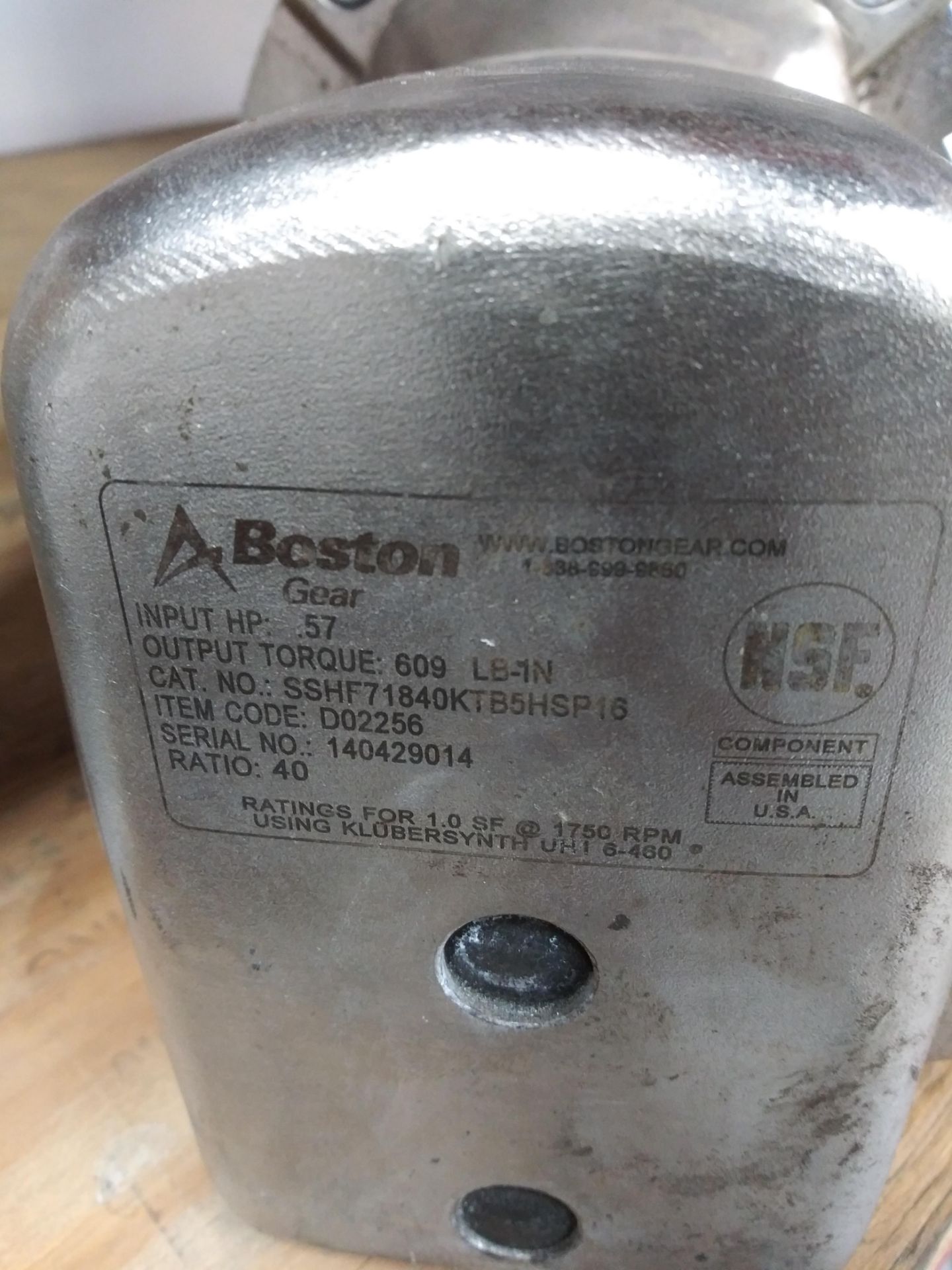 1/2 HP Leeson Washguard SST Stainless Steel Motor w/ Boston gearbox - Image 2 of 3