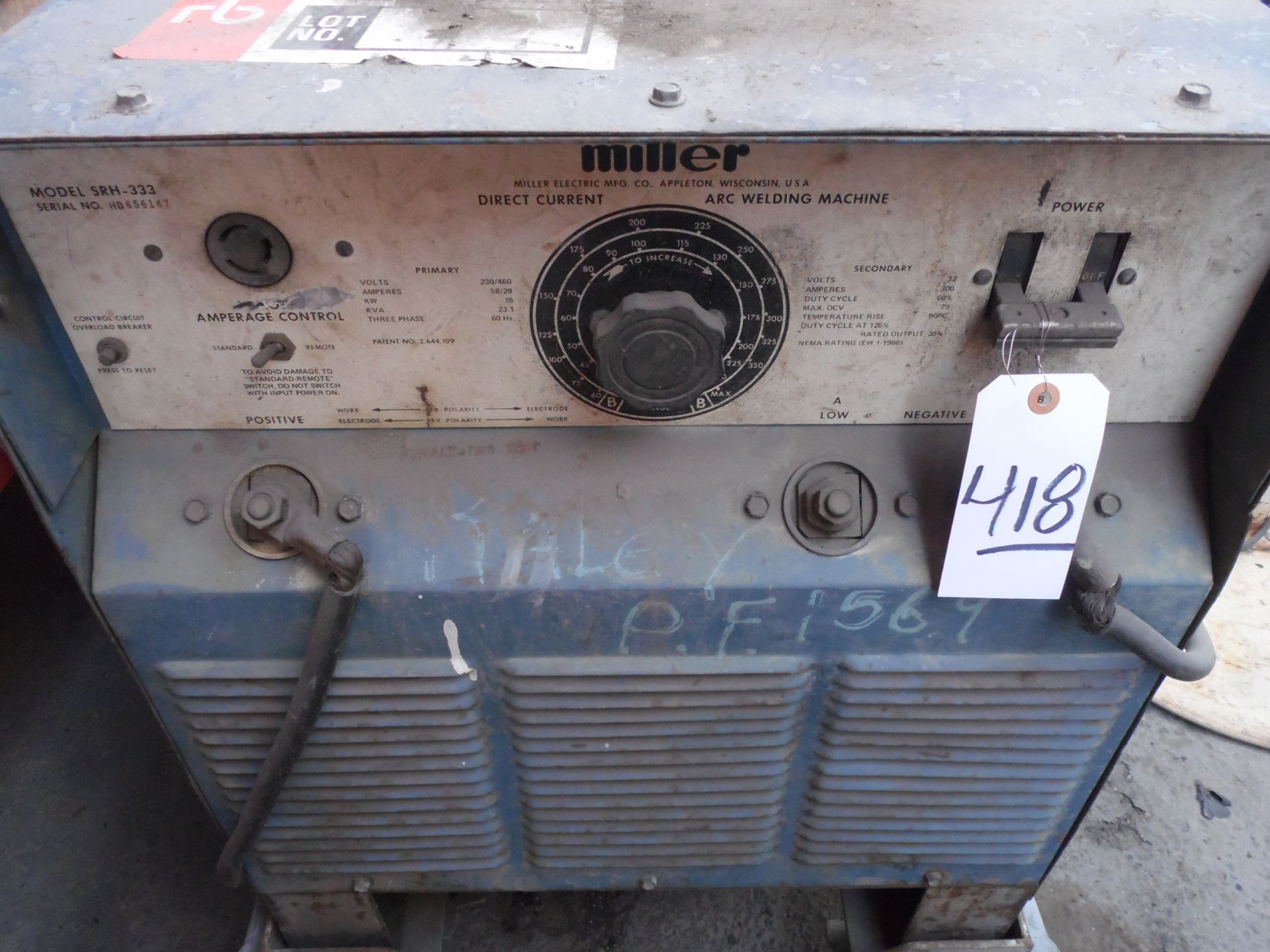 MILLER WELDER MODEL SRH-333