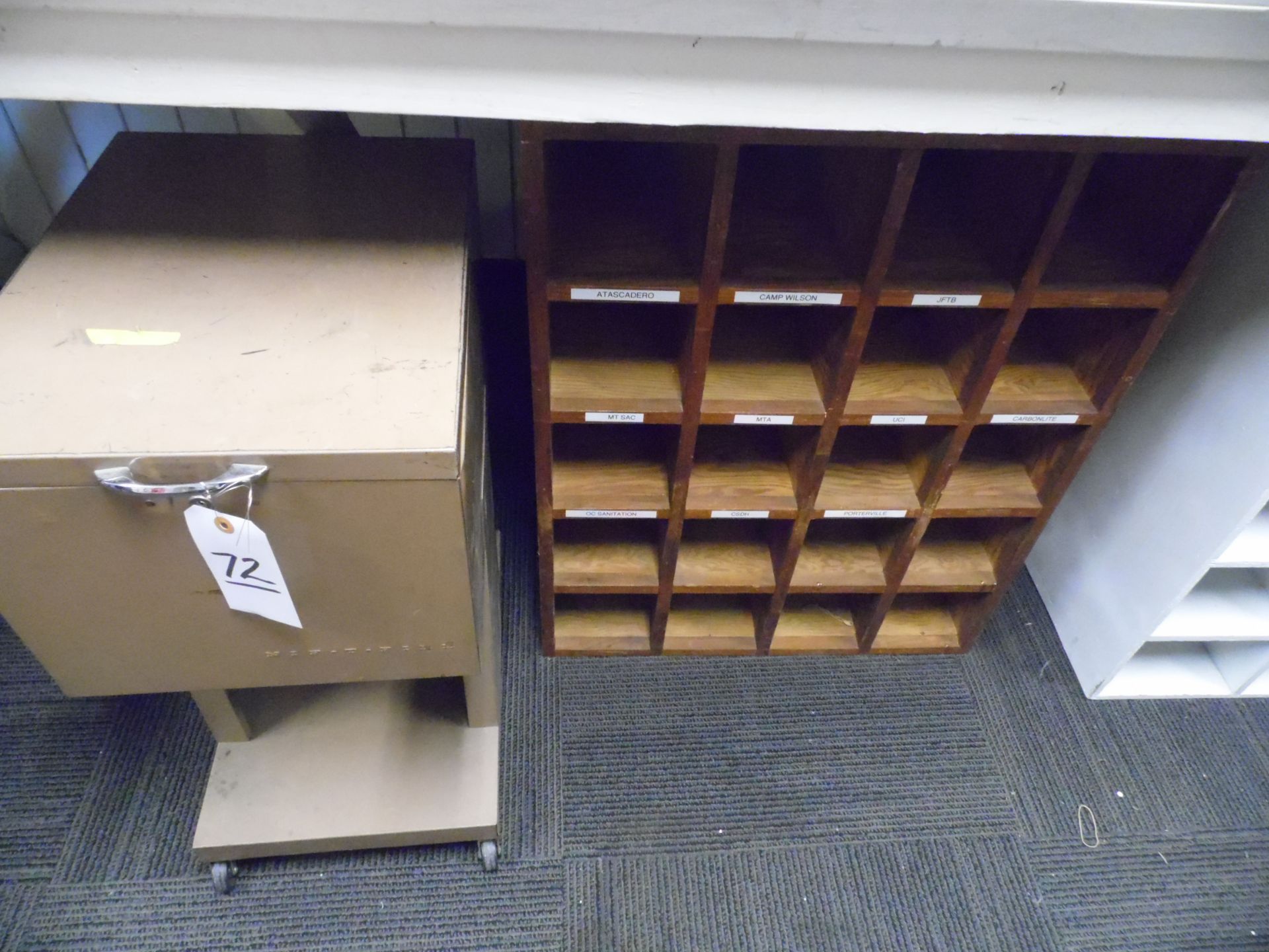 DESK, ROLLING FILE, PIDGEON HOLE CABINET