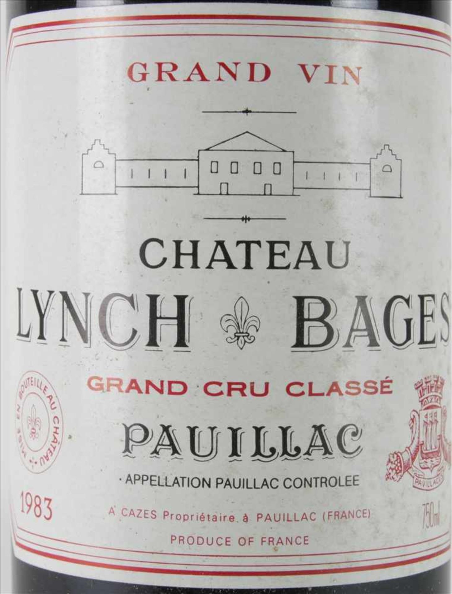 Chateau Lynch Bages 19830,75 Liter Flasche. Füllstand Anfang Hals wie abgebildet. Süddeutsche - Image 3 of 3