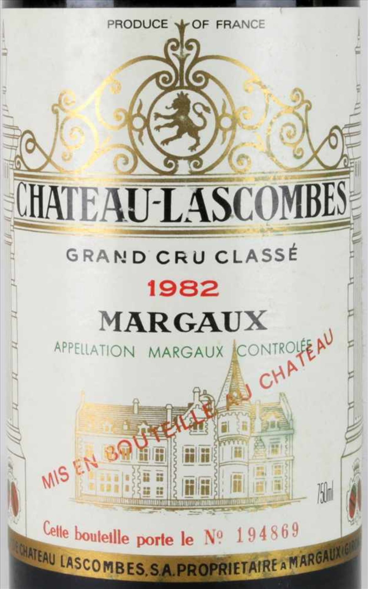 2 Flaschen Bordeaux1 x Chateau Lascombes 1982 und 1 x Chateauc Carbonnieux 1982. 0,75 Liter - Image 3 of 4