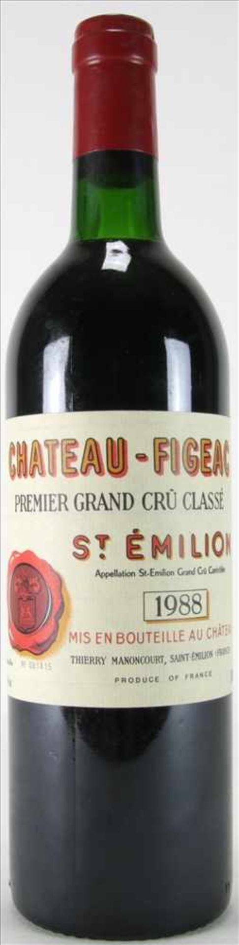 Chateau Figeac 19880,75 Liter Flasche. Füllstand Anfang Hals wie abgebildet. Süddeutsche
