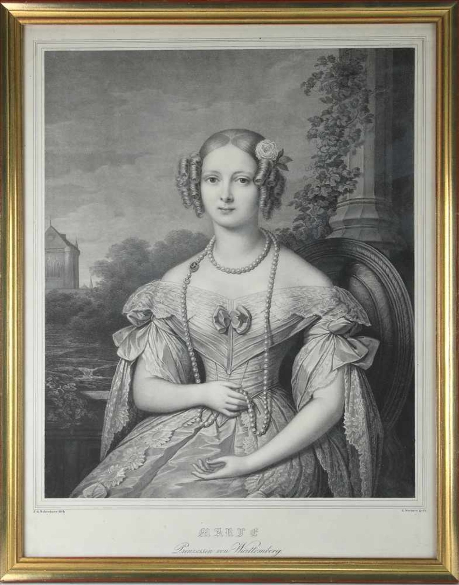 Schreiner, Johann Georg1801 Mergelstetten - 1863 München. Marie, Prinzessin von Würrtemberg. - Image 2 of 3