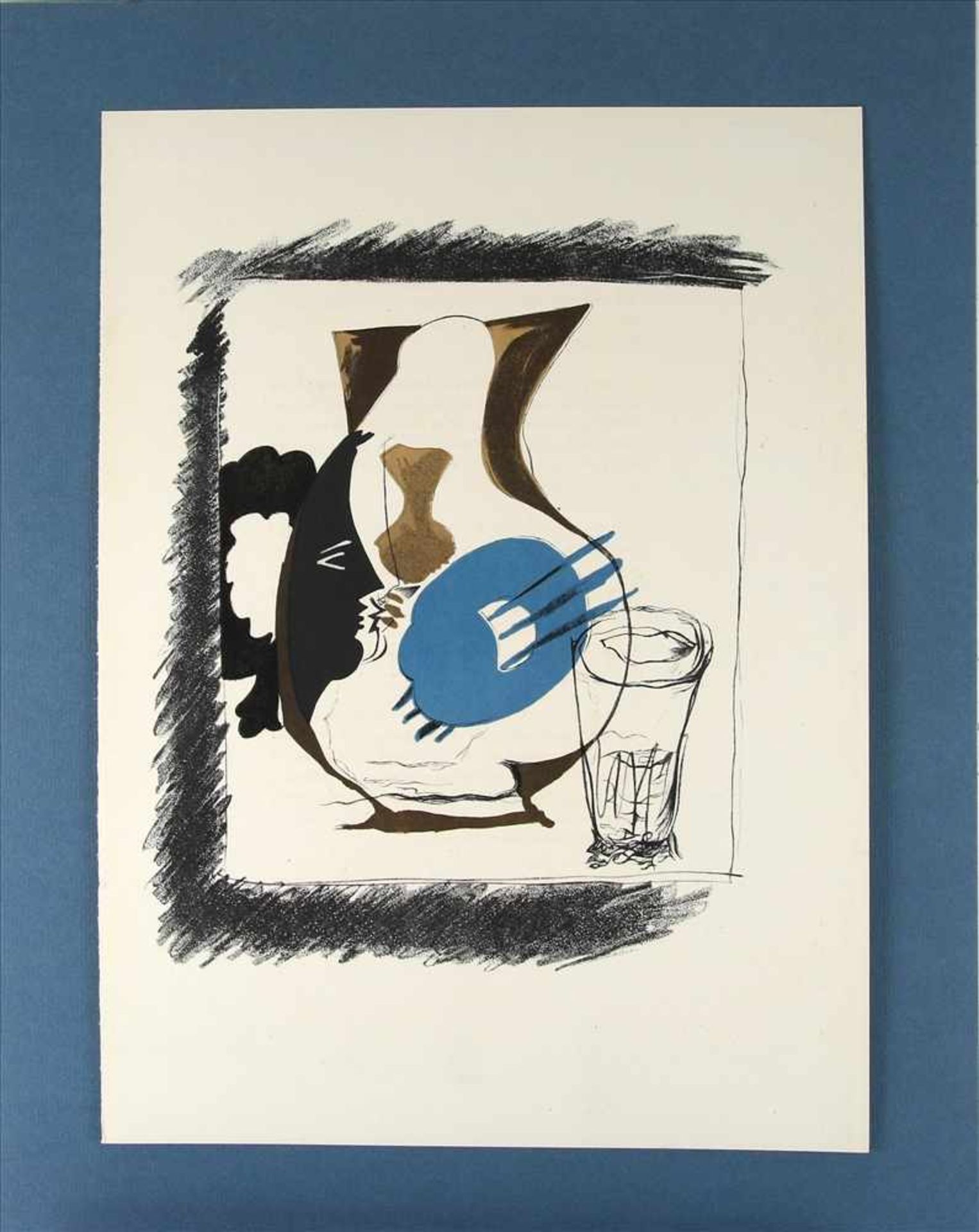 Braque, George1882 Argenteuil - 1963 Paris. Abstrakte Farblithographie auf Papier. Verso - Image 2 of 3