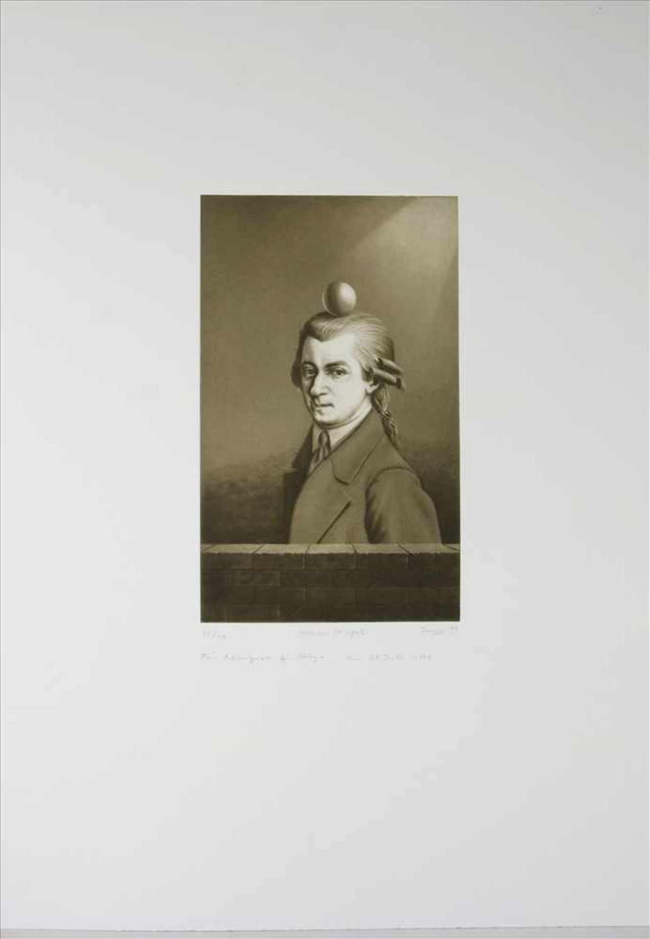 Tripp, Jan Peter*1945 Oberstdorf. Mozart/ Kugel. Radierung. Unten rechts signiert und datiert (19) - Bild 2 aus 2