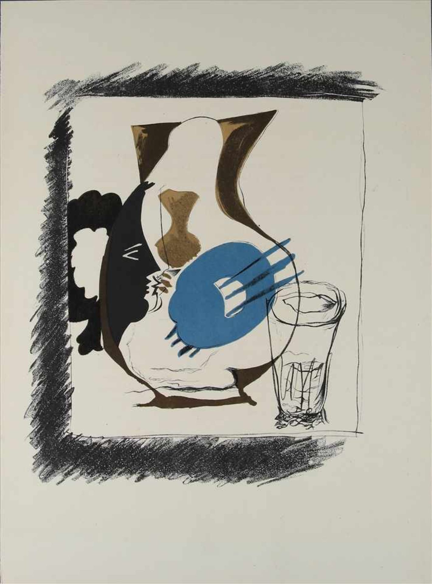 Braque, George1882 Argenteuil - 1963 Paris. Abstrakte Farblithographie auf Papier. Verso