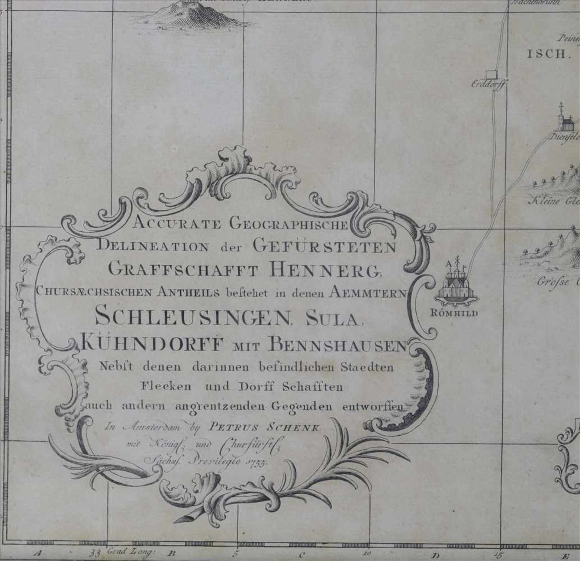 Landkarte SachsenPetrus Schenk Amsterdam 1755. Accurate Geographische Delineation der gefürsteten - Image 3 of 6